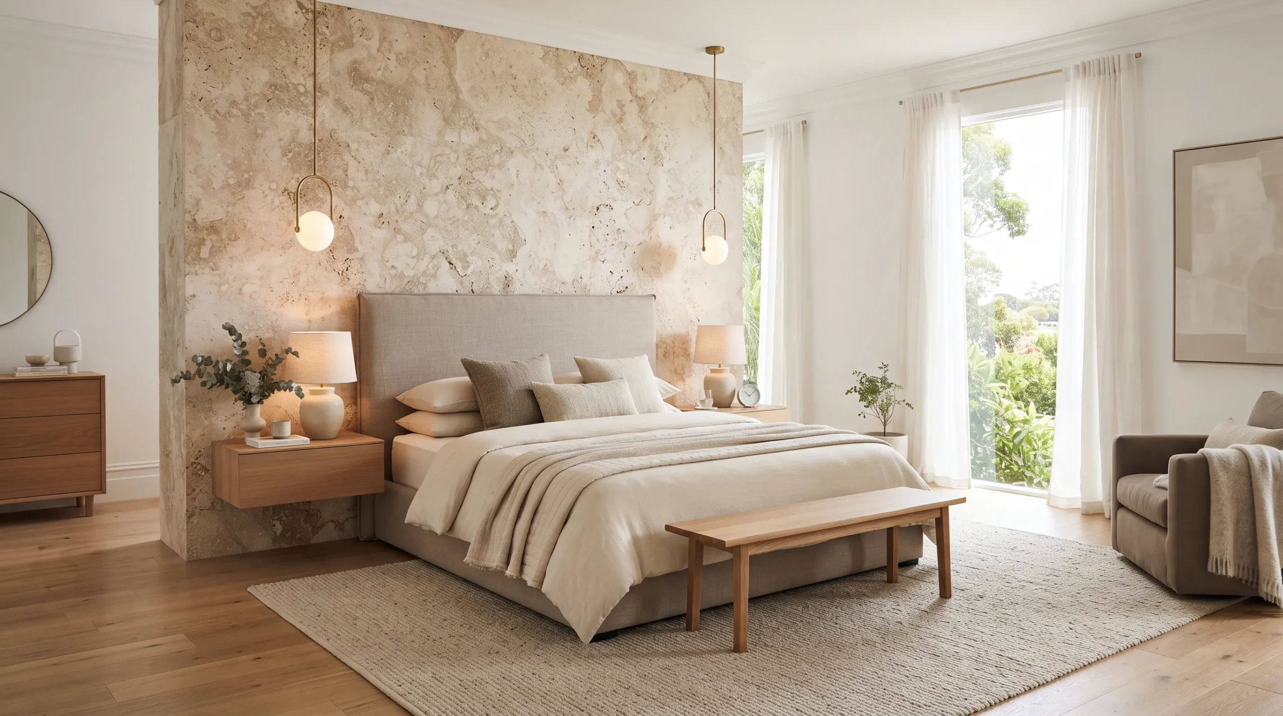architectural digest bedroom Natural Stone Accents