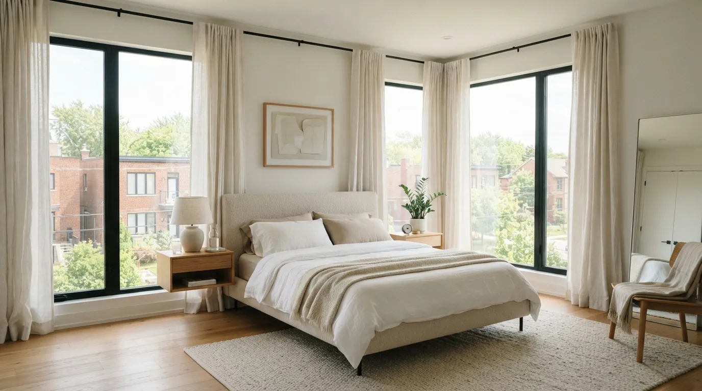 bedroom ideas in small spaces Floor To Ceiling Curtains