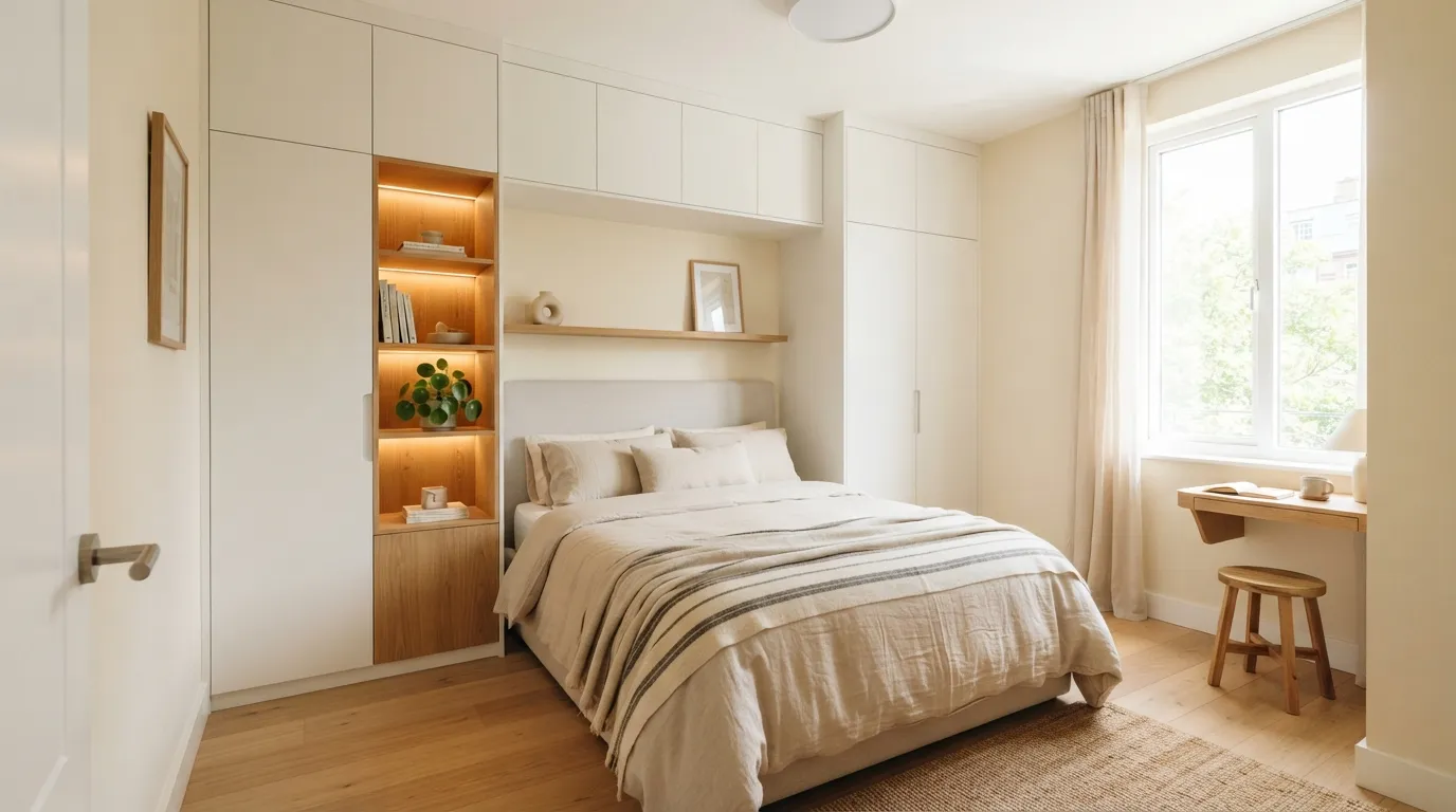 bedroom ideas in small spaces Vertical Storage Wall