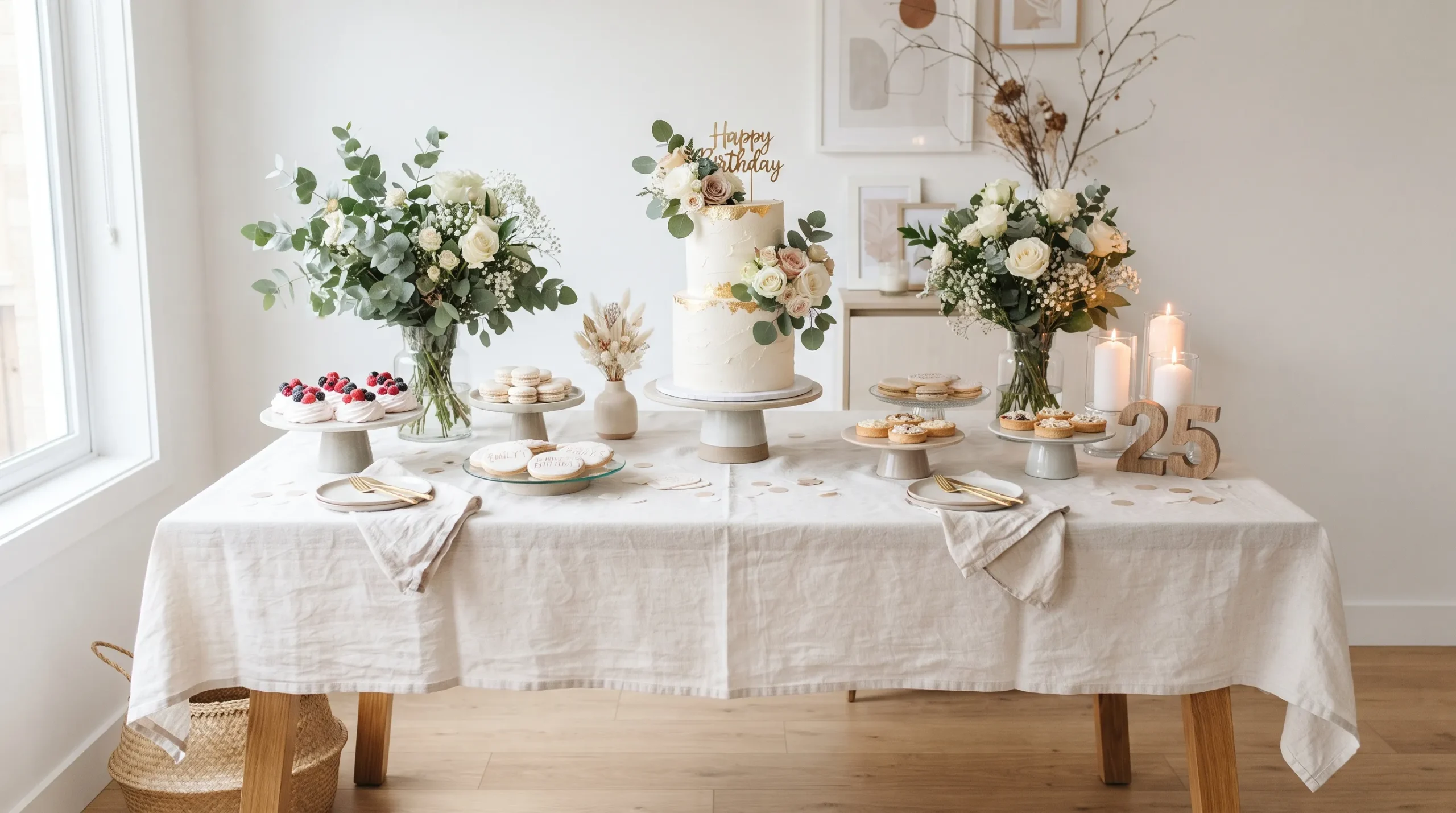 birthday decor simple party ideas Minimal Cake Table