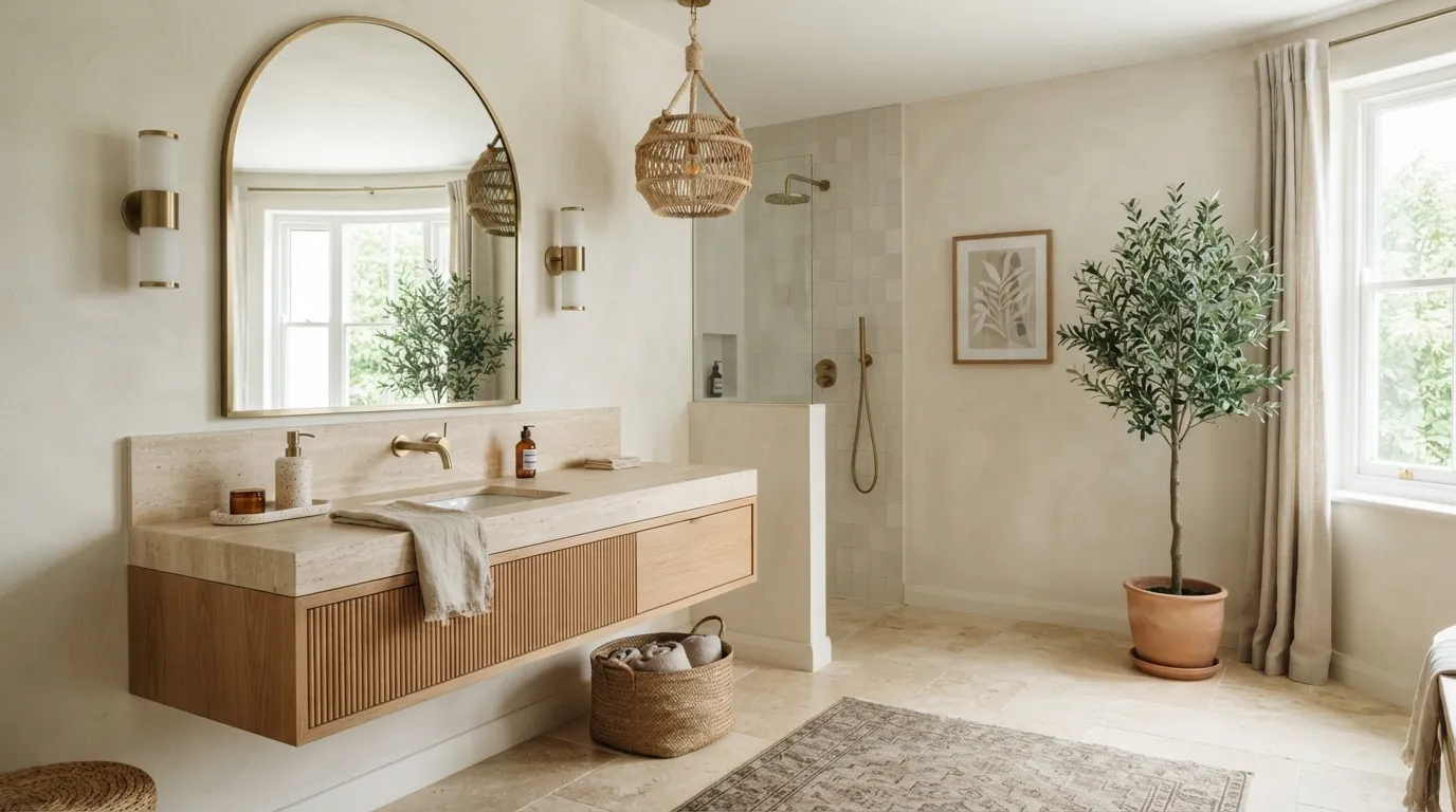 boho bathroom remodel ideas Arched Statement Mirror