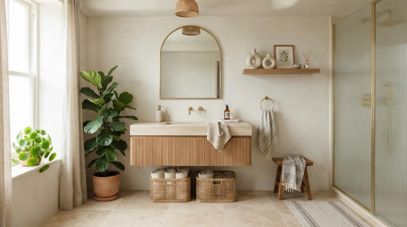 boho bathroom remodel ideas Natural Stone Flooring