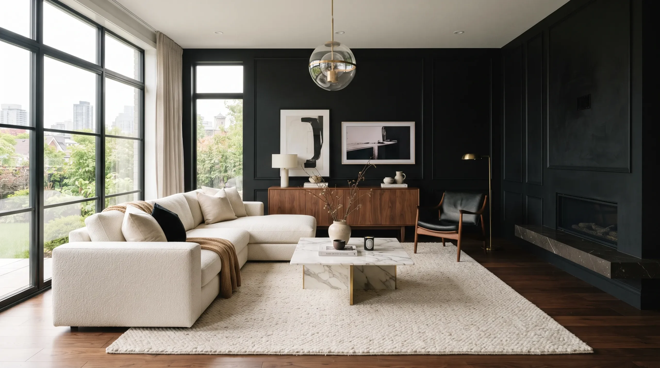 color palette ideas for home Black and Ivory