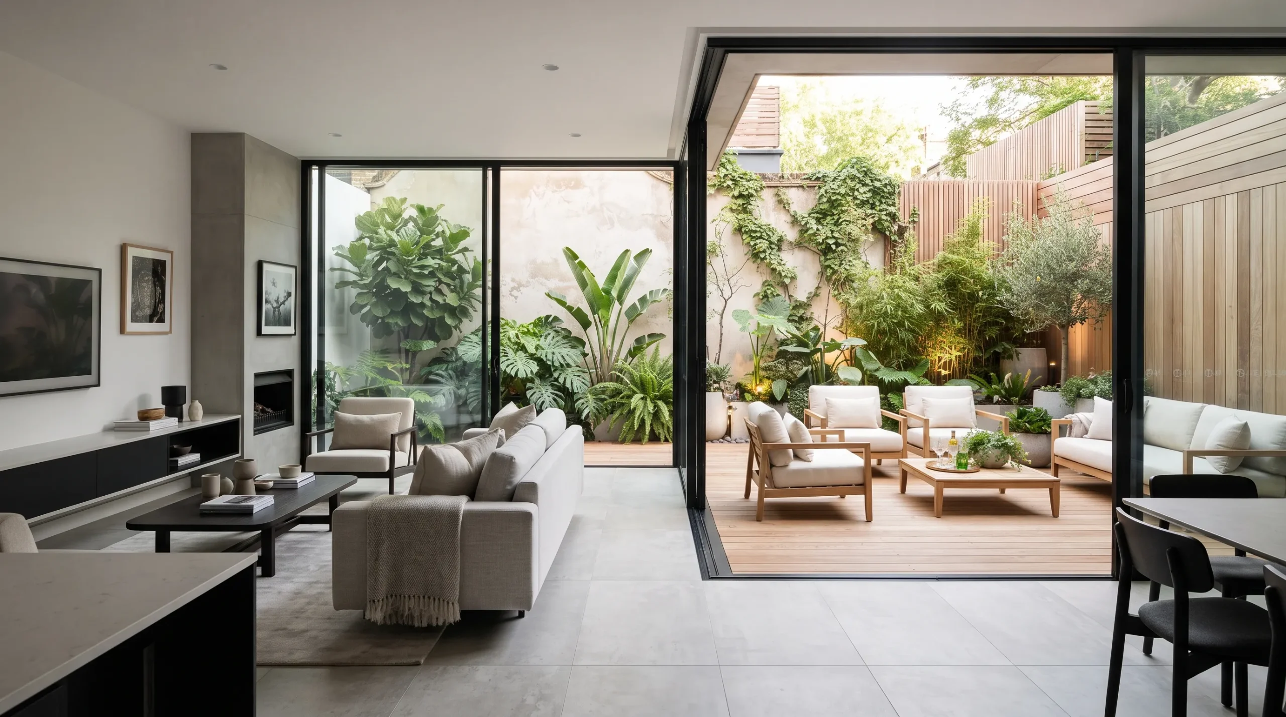 enclosed garden ideas Indoor-Outdoor Lounge