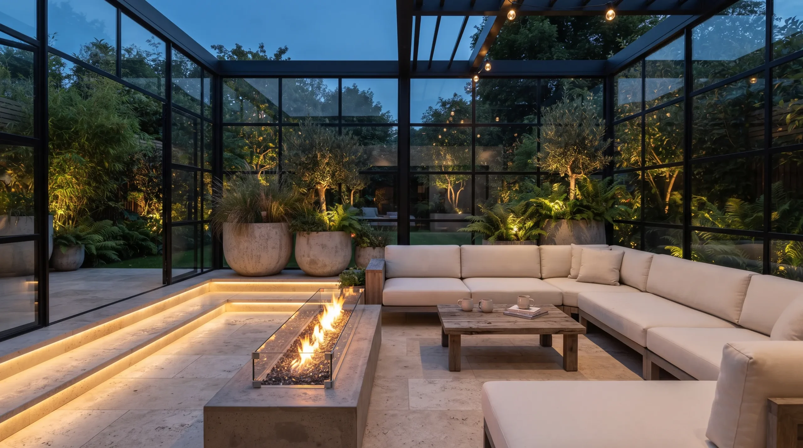 enclosed garden ideas Minimalist Fire Lounge
