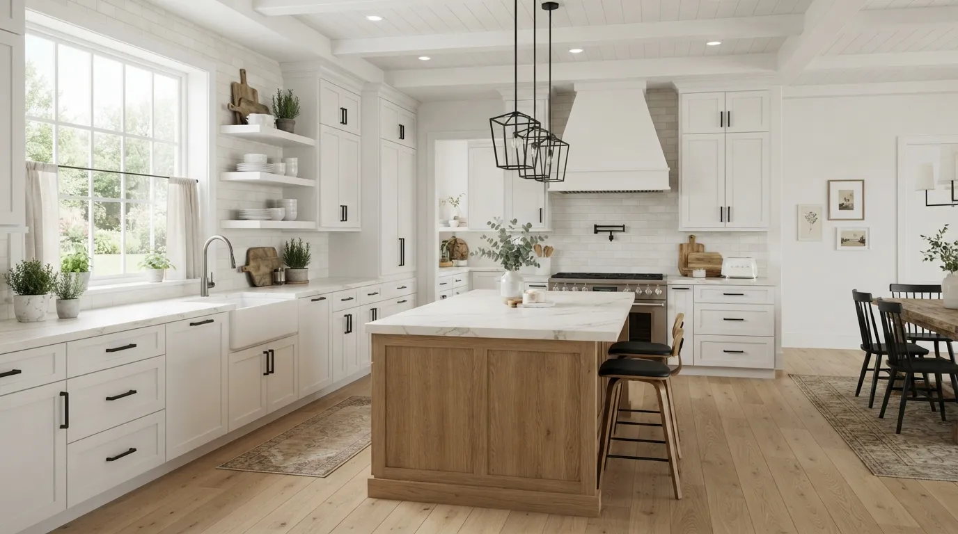 farmhouse kitchen decor ideas Matte Black Hardware