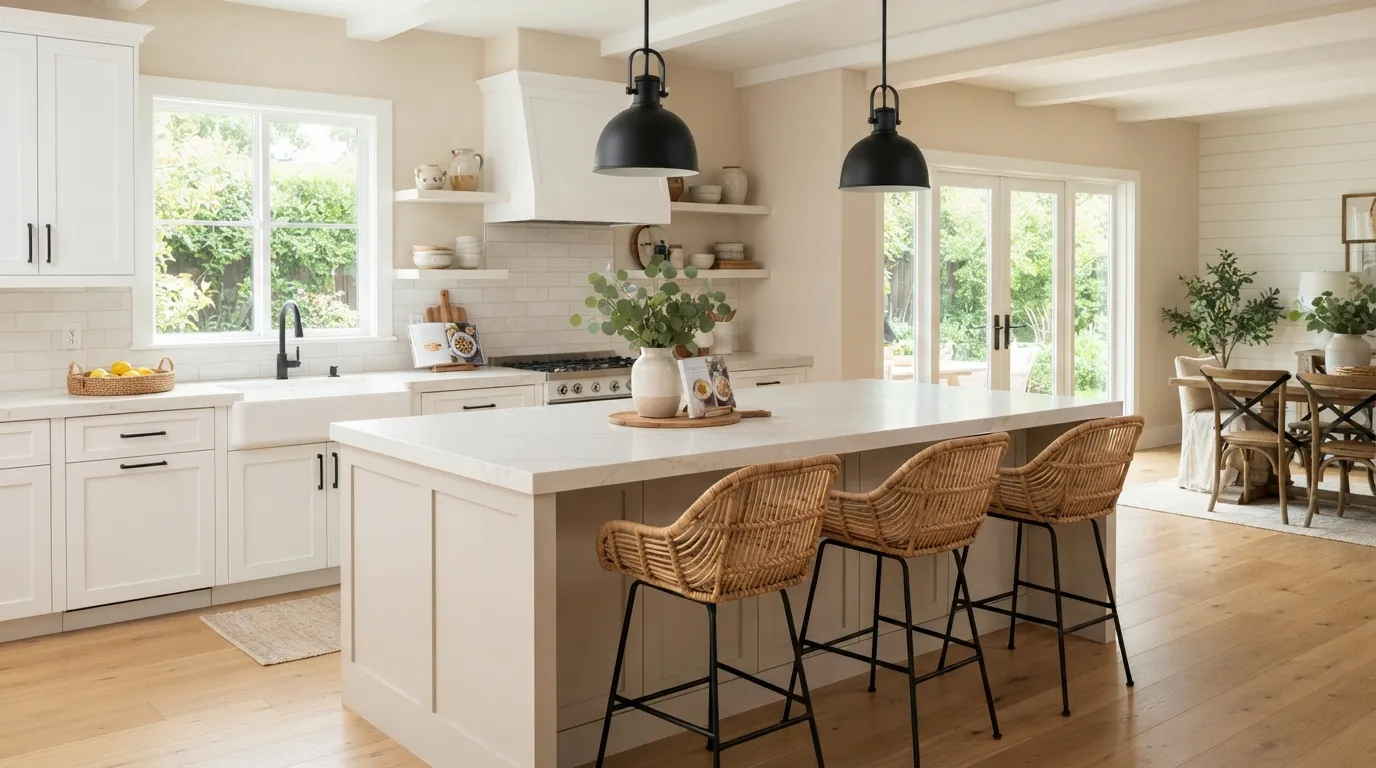 farmhouse kitchen decor ideas Woven Bar Stools