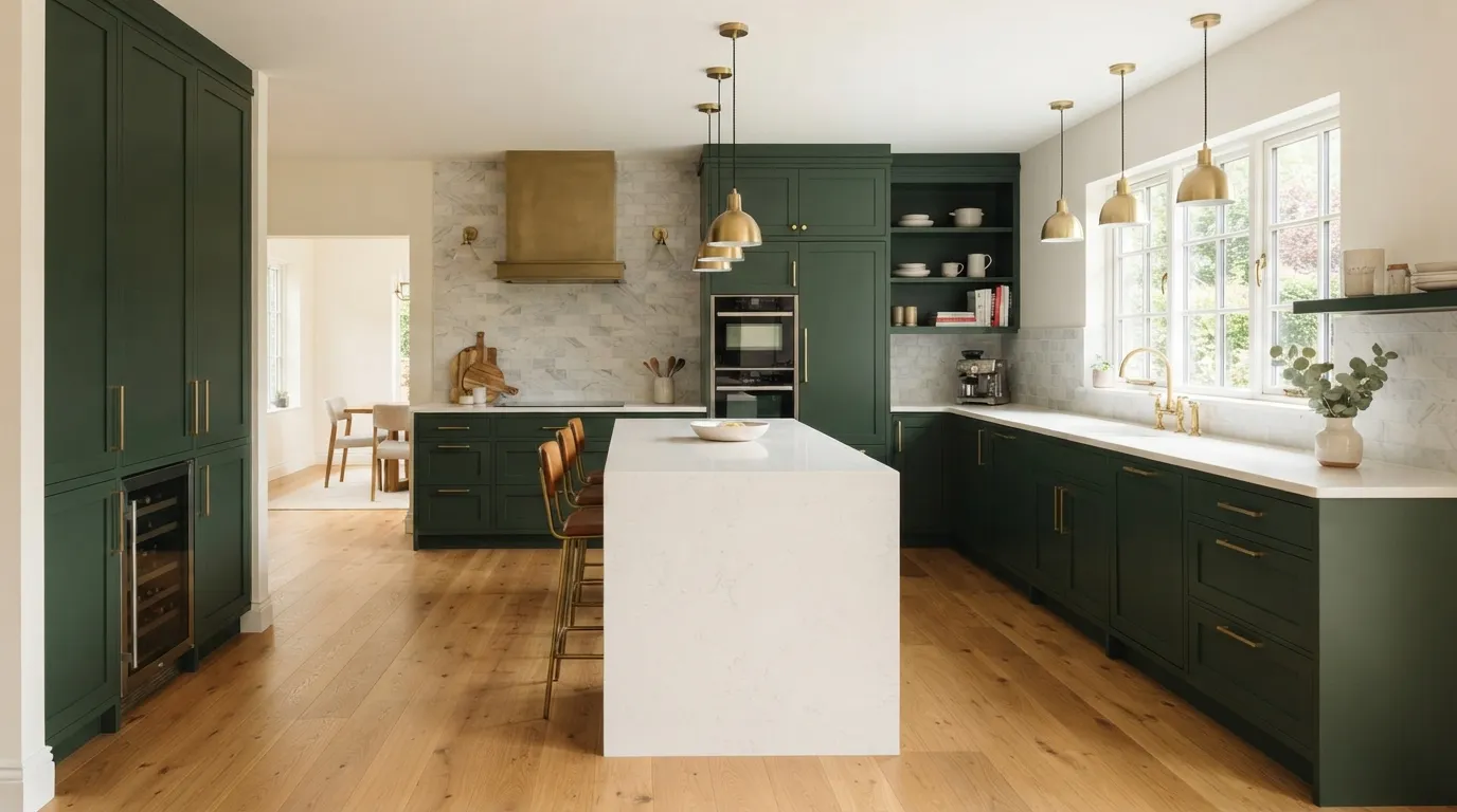 green kitchen design ideas Brass Finishing Touches
