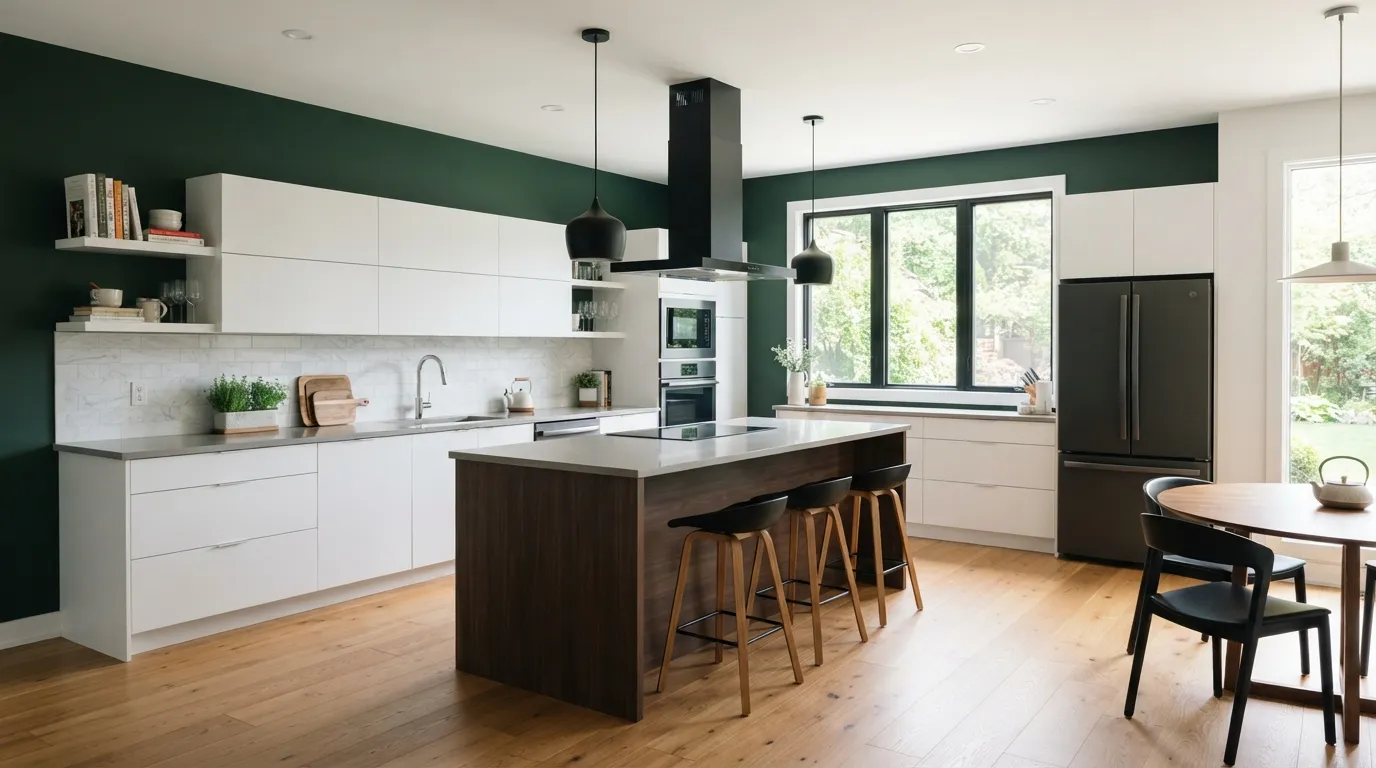 green kitchen design ideas Forest Accent Wall