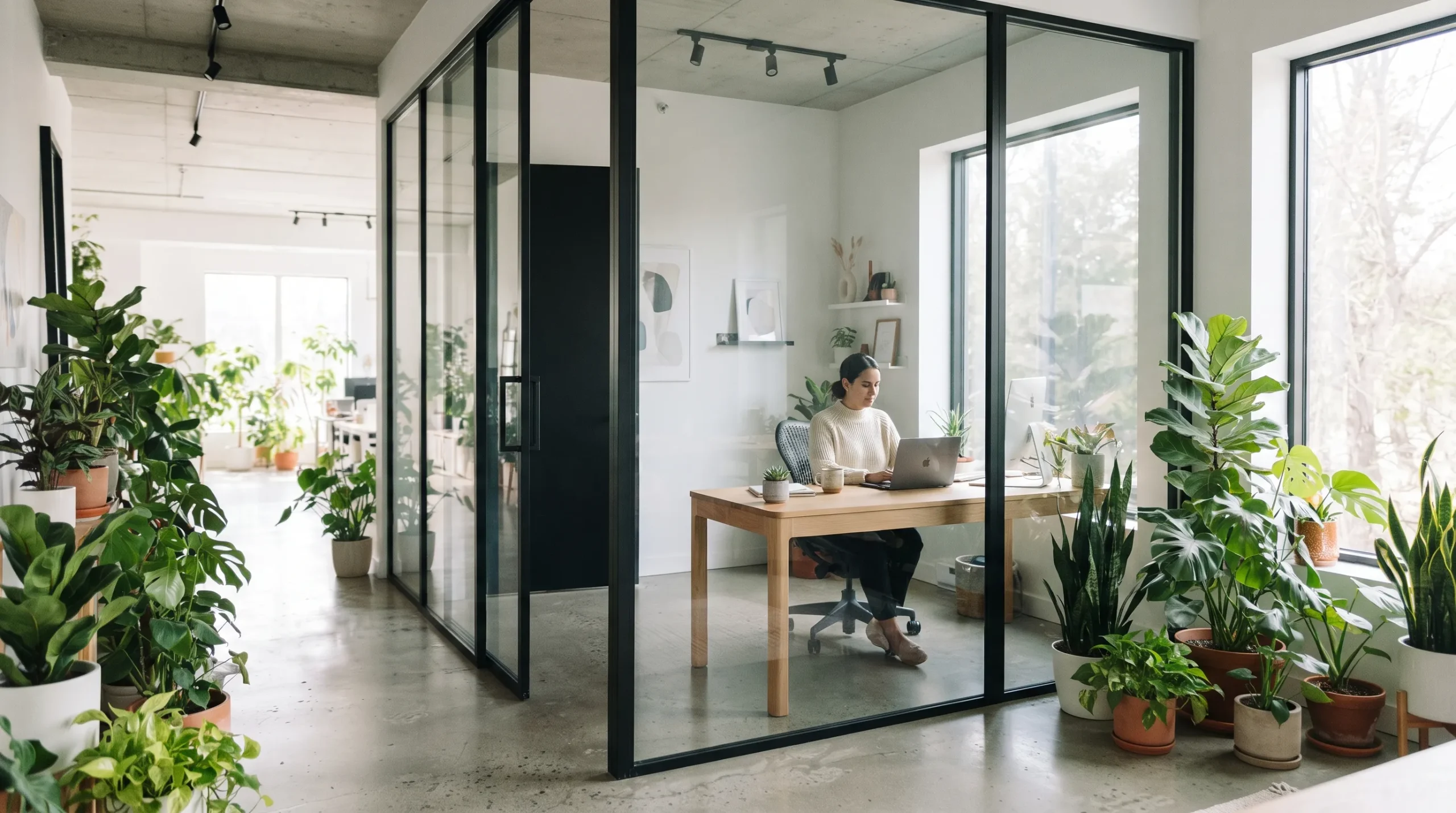 indoor garden office Glass Garden Workspace