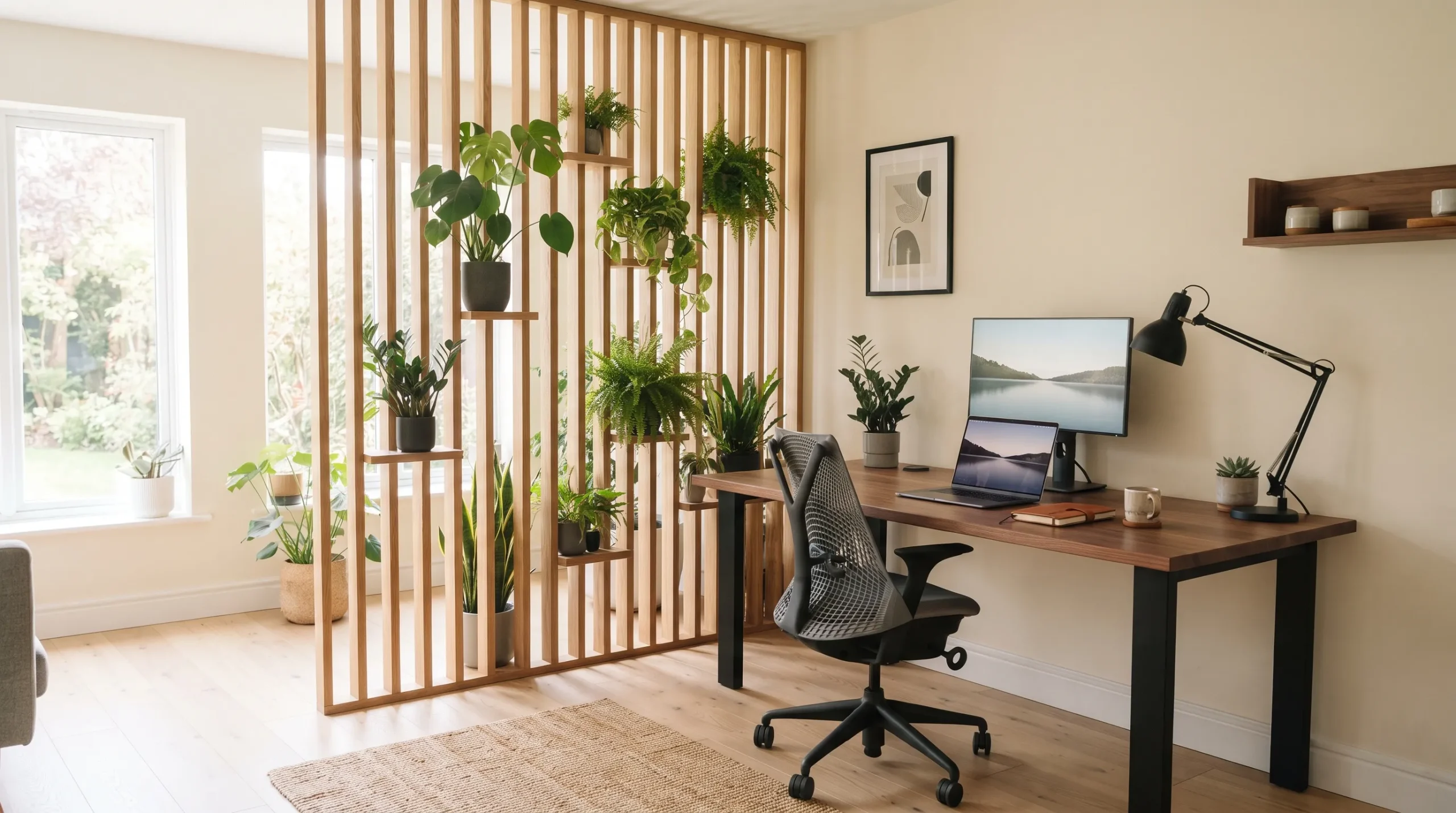 indoor garden office Wooden Plant Divider
