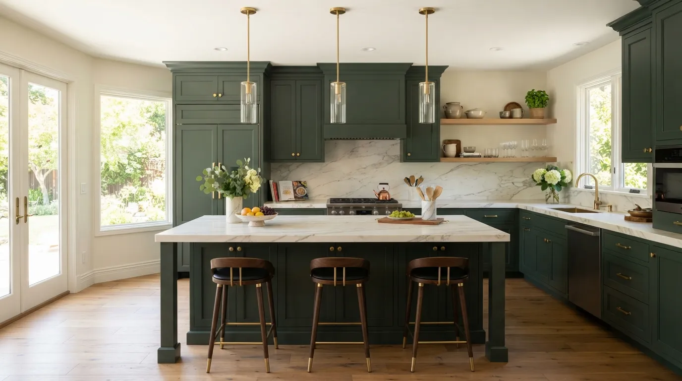 kitchen-color-palette-ideas-forest-green-luxe