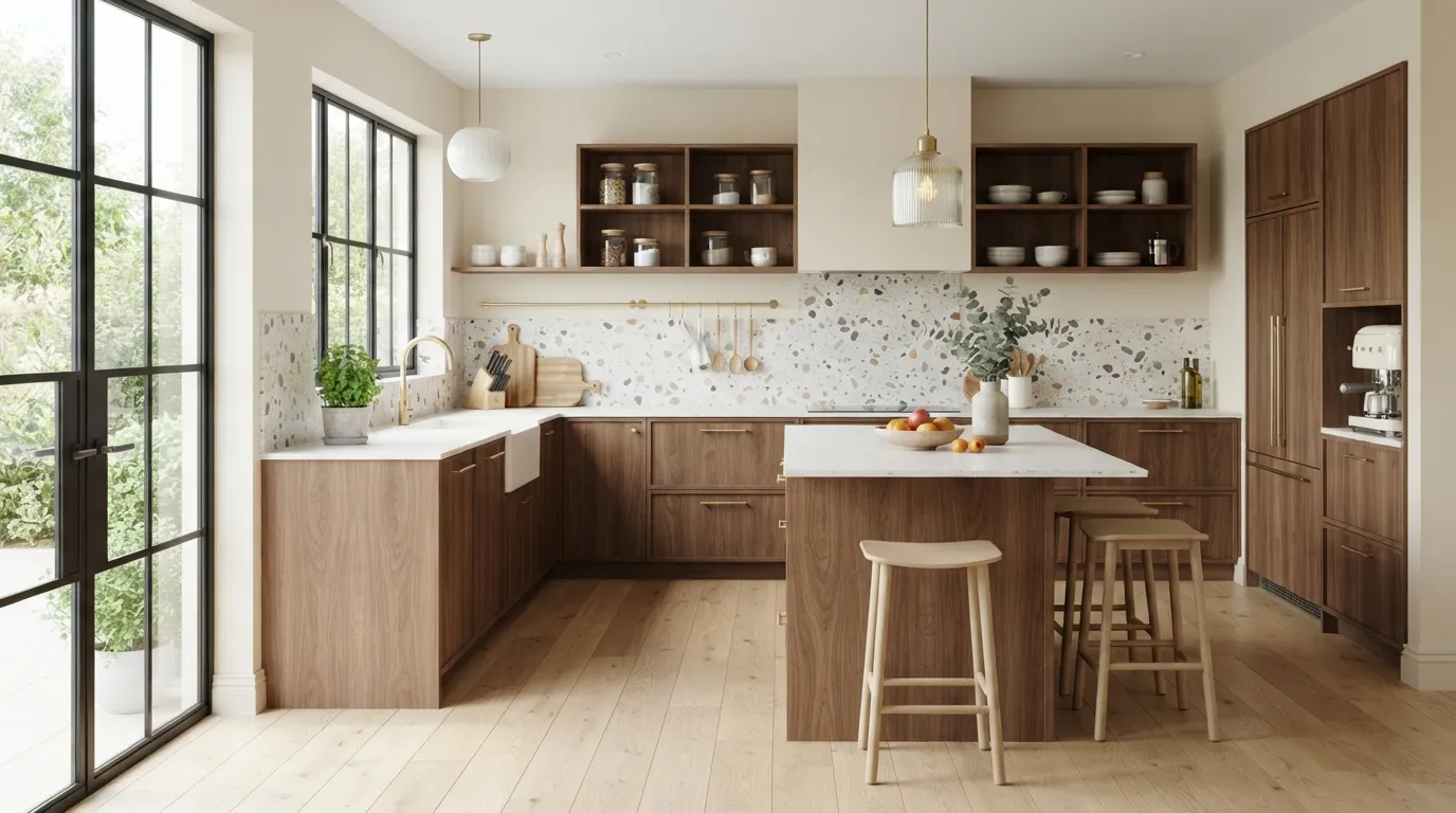 mid century modern kitchen design ideas Brass Accents