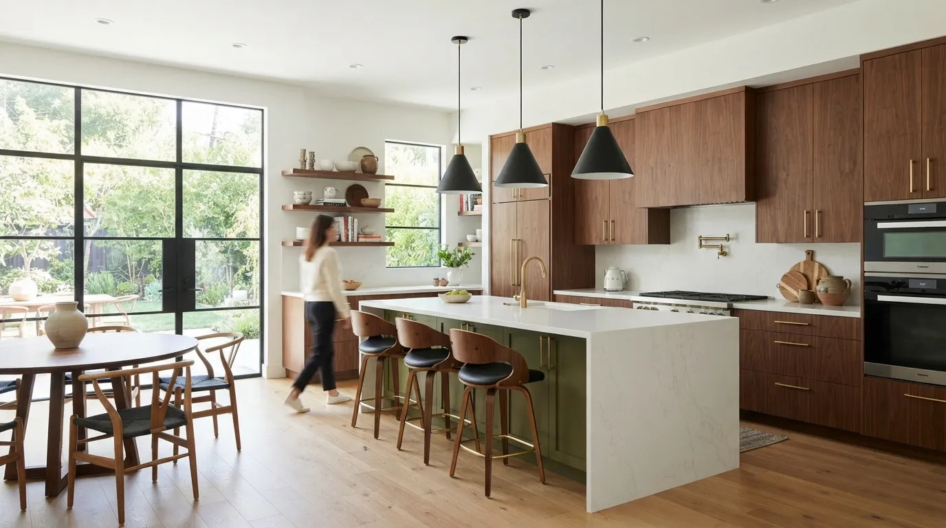 mid century modern kitchen design ideas Olive Green Island