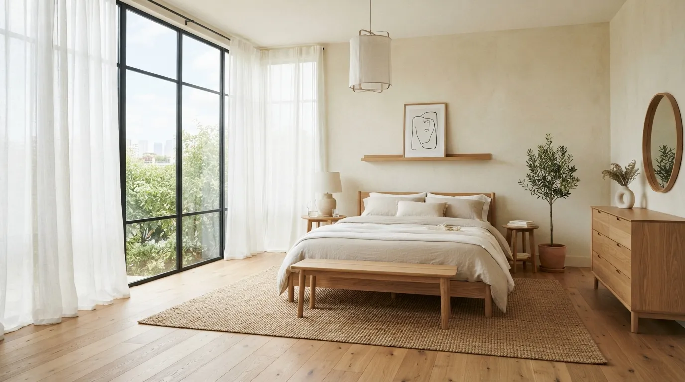 minimalist bedroom design ideas Floor-to-Ceiling Curtains