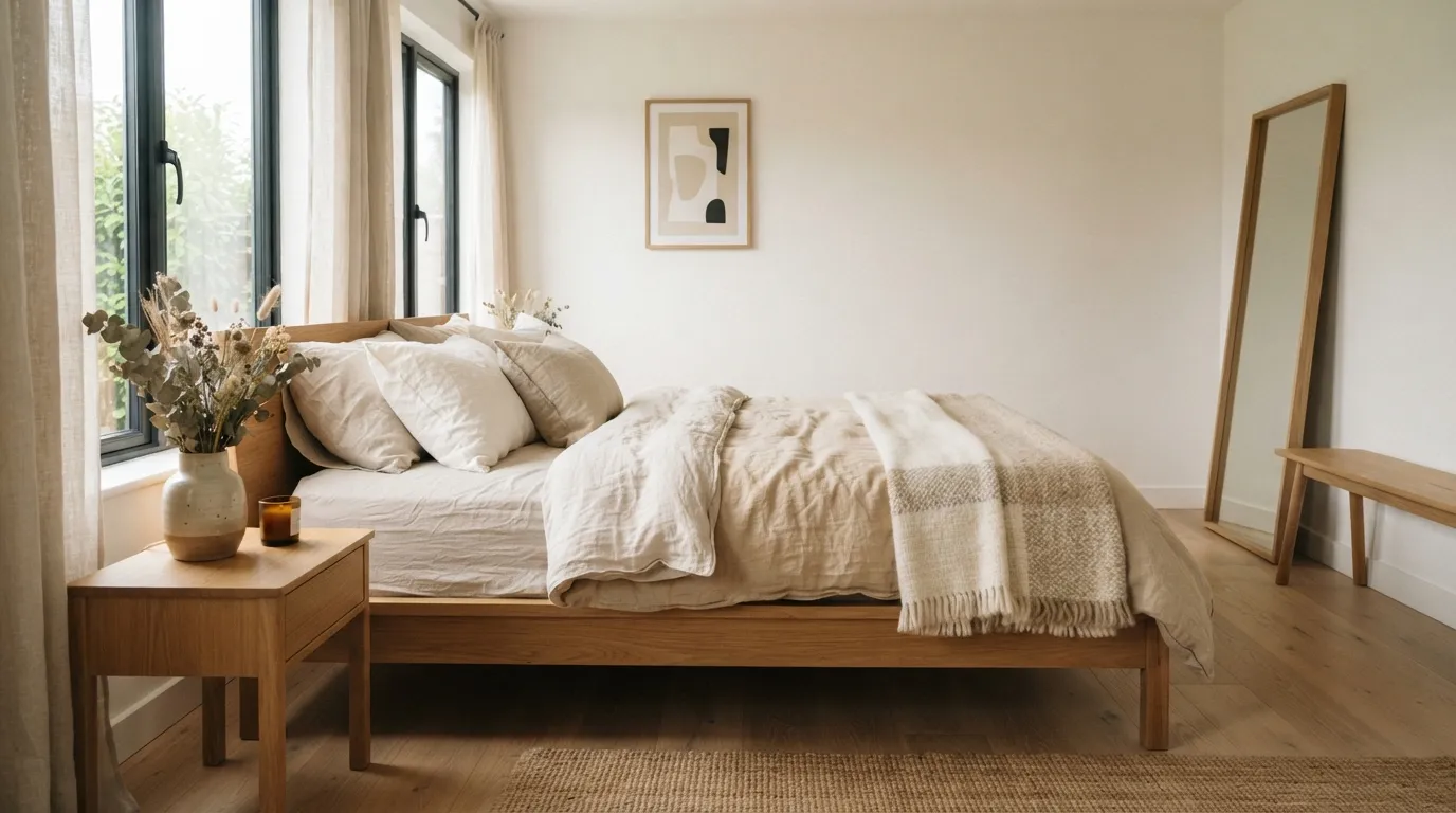 minimalist bedroom design ideas Textured Linen Bedding