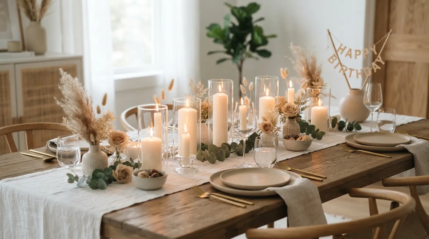 minimalist decor for birthday elegant setup Layered Candle Styling