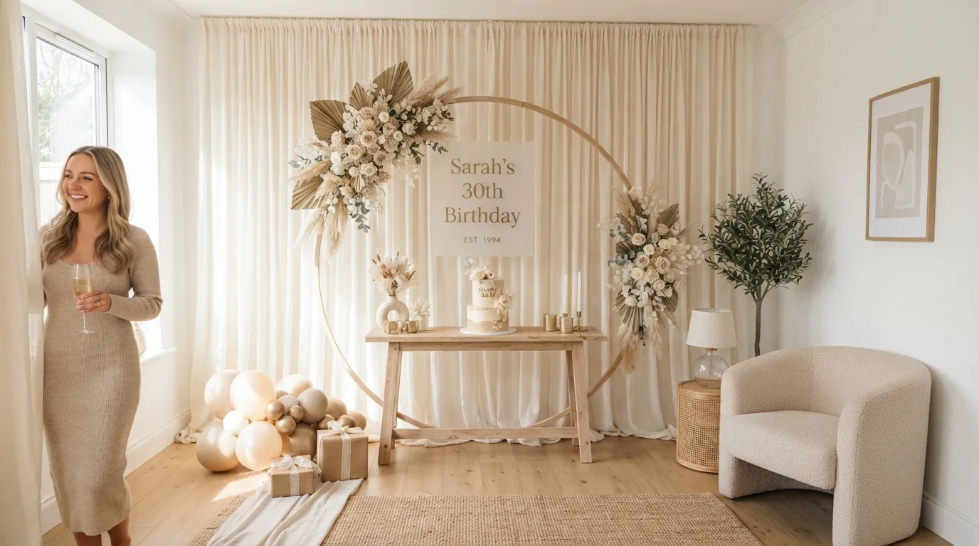 minimalist decor for birthday elegant setup Soft Linen Backdrop