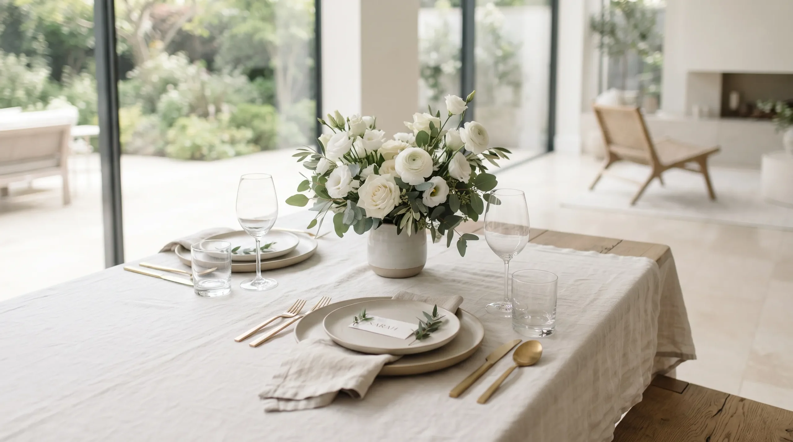 minimalist decor for engagement Linen Table Styling