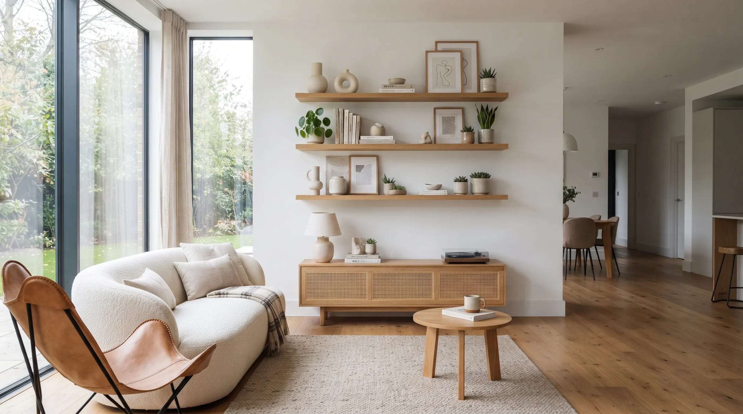 minimalist decor for living room Floating Wood Shelves