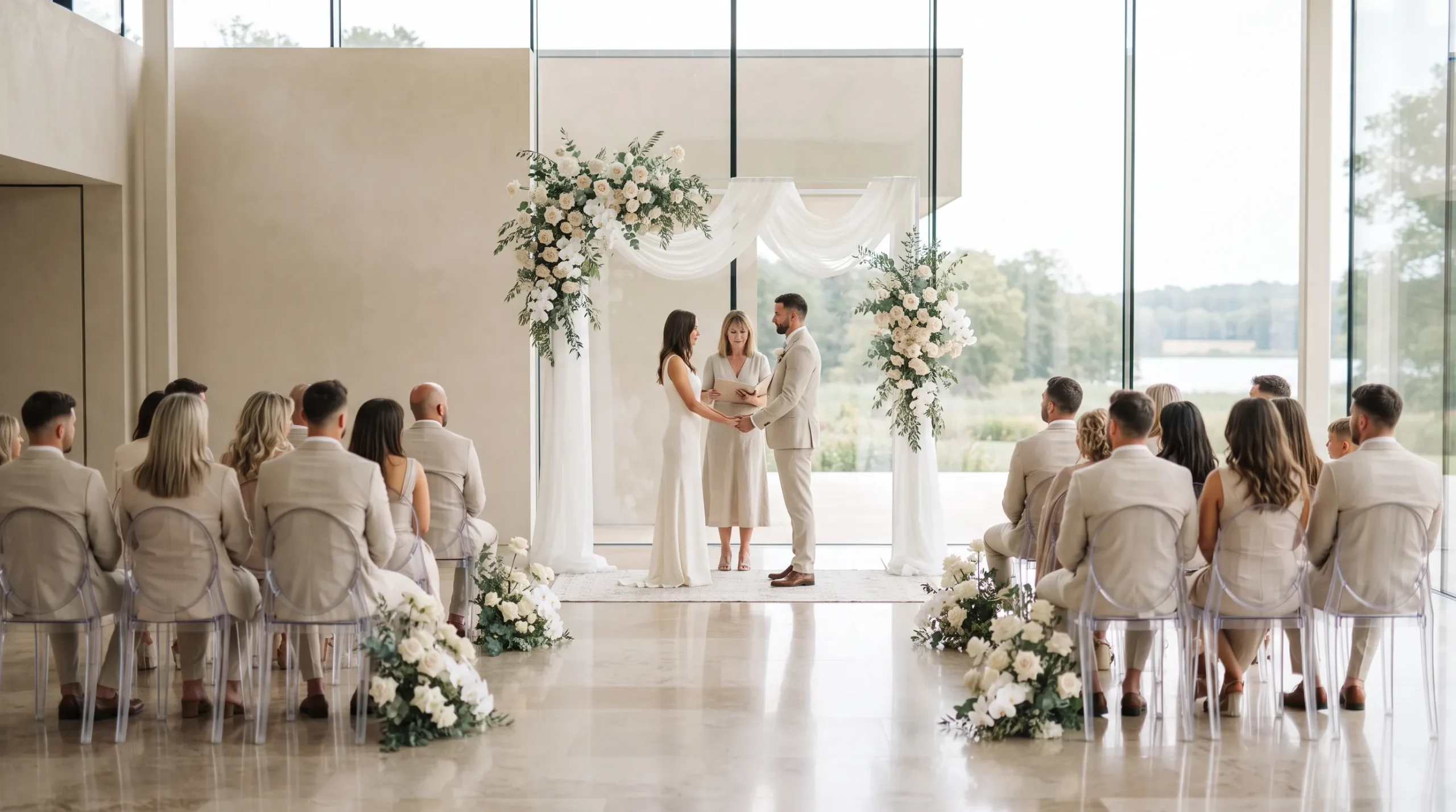minimalist decor for wedding simple Neutral Ceremony Arch