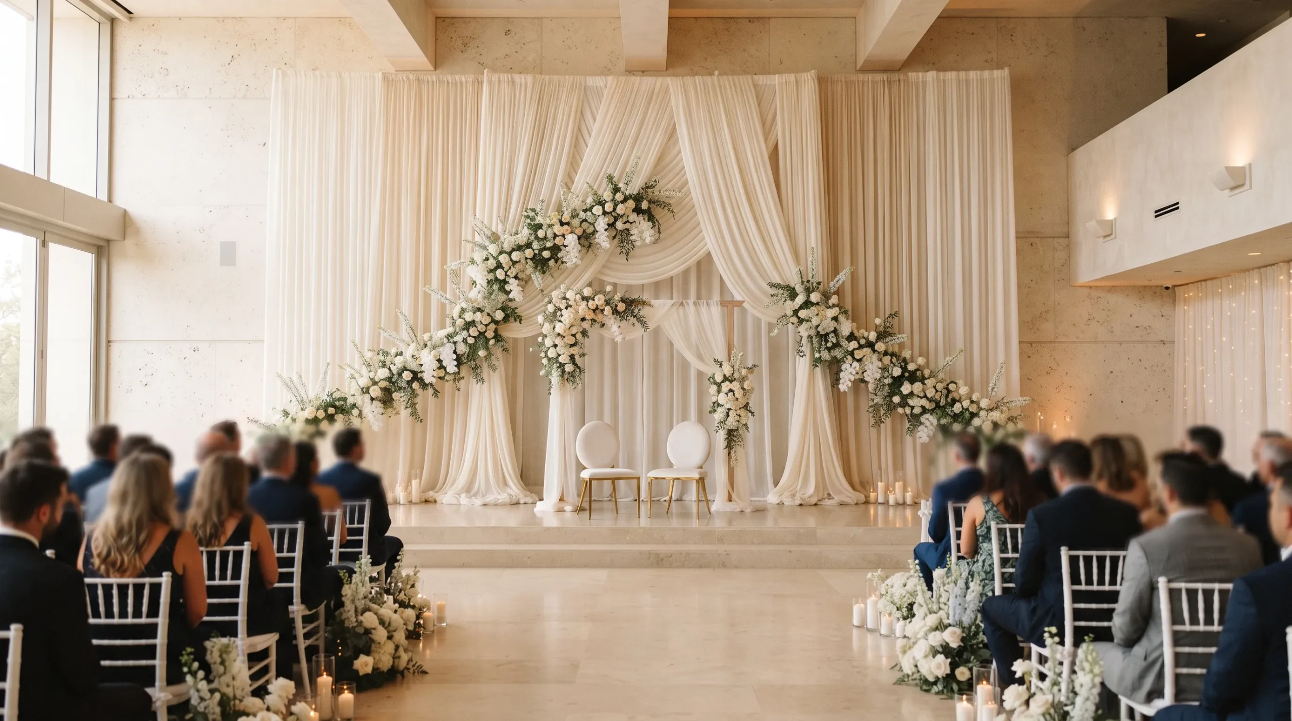 minimalist decor for wedding simple Soft Draped Backdrop
