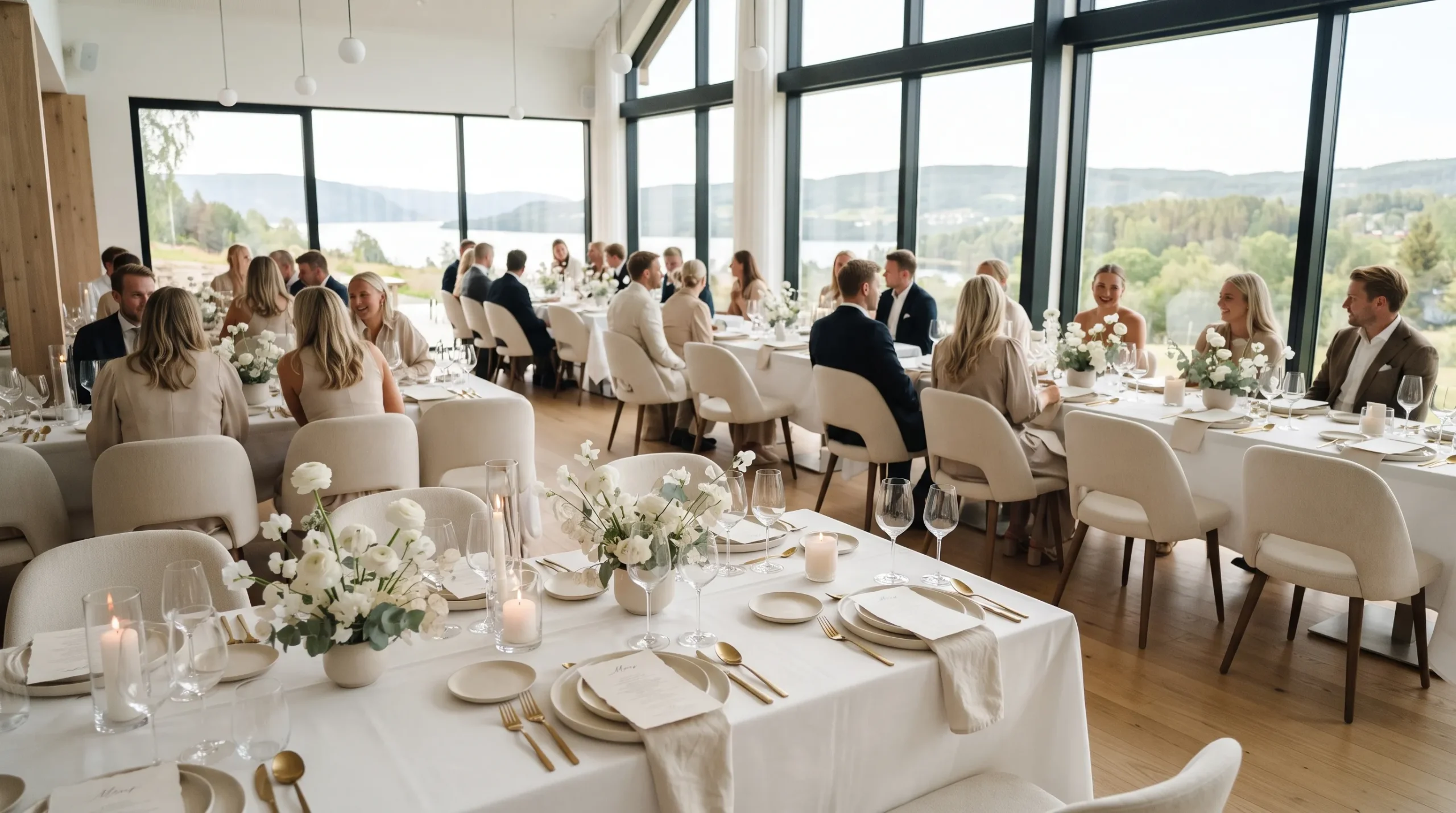 minimalist decor for wedding simple White Linen Tables