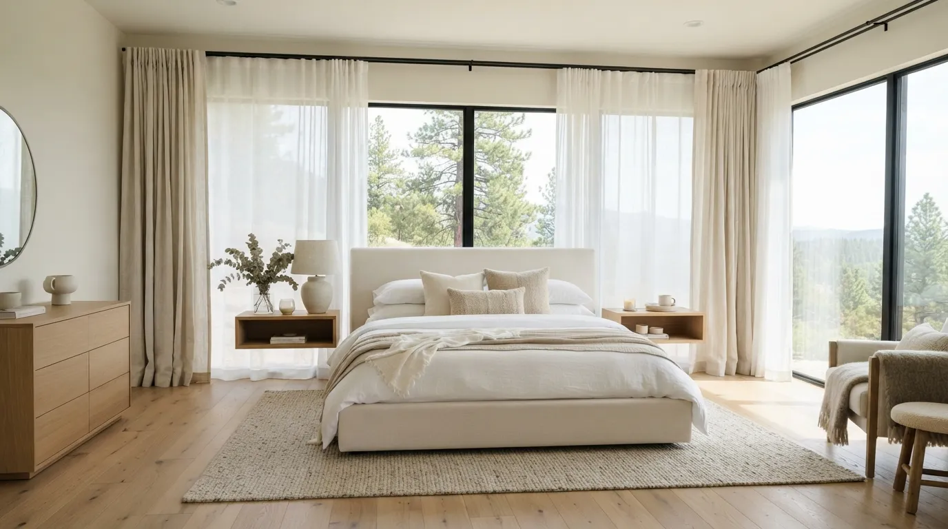 minimalist decoration bedroom Floor-to-Ceiling Curtains