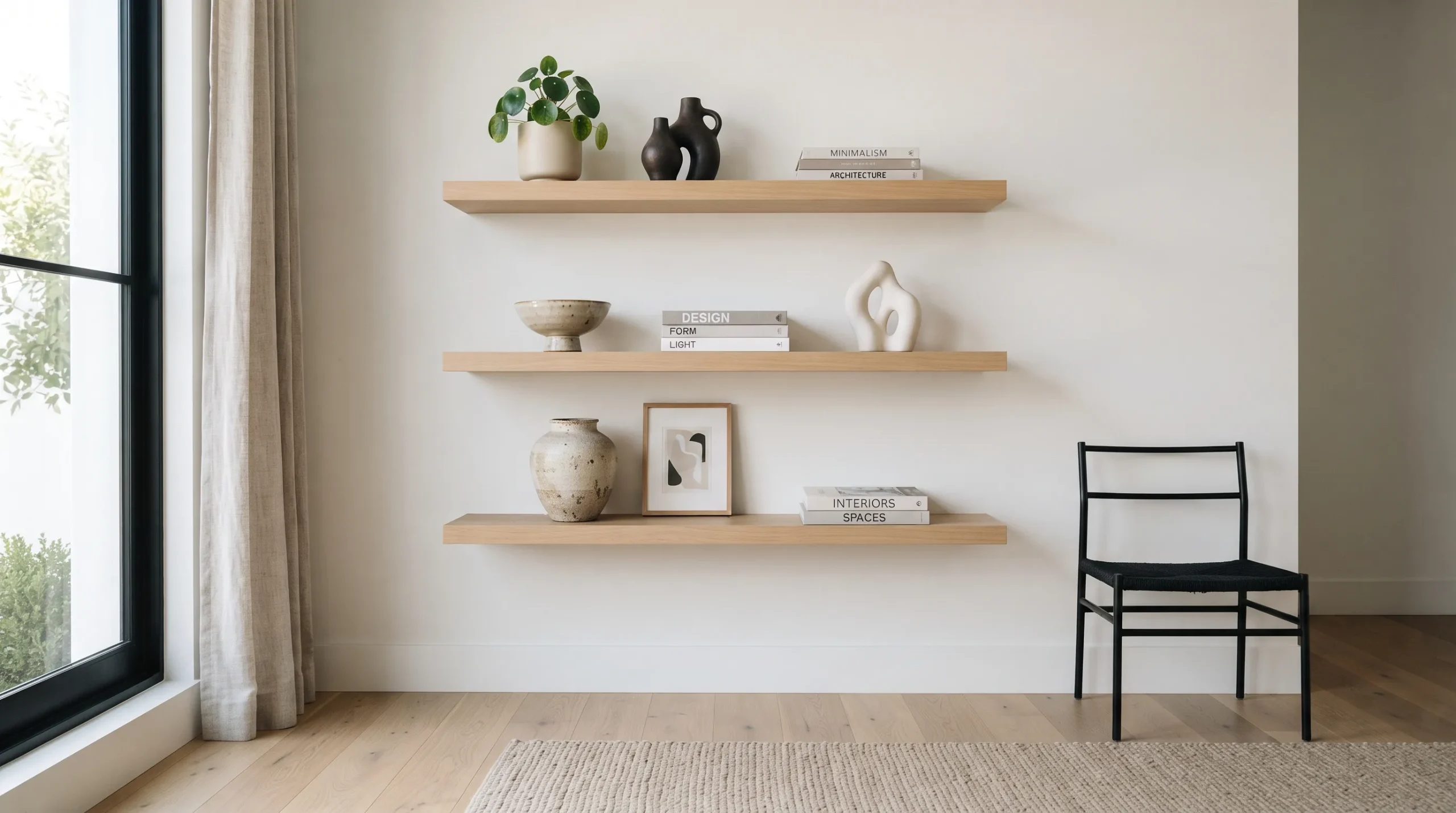 Minimalist Decorations for Modern Space Floating Wall Shelves