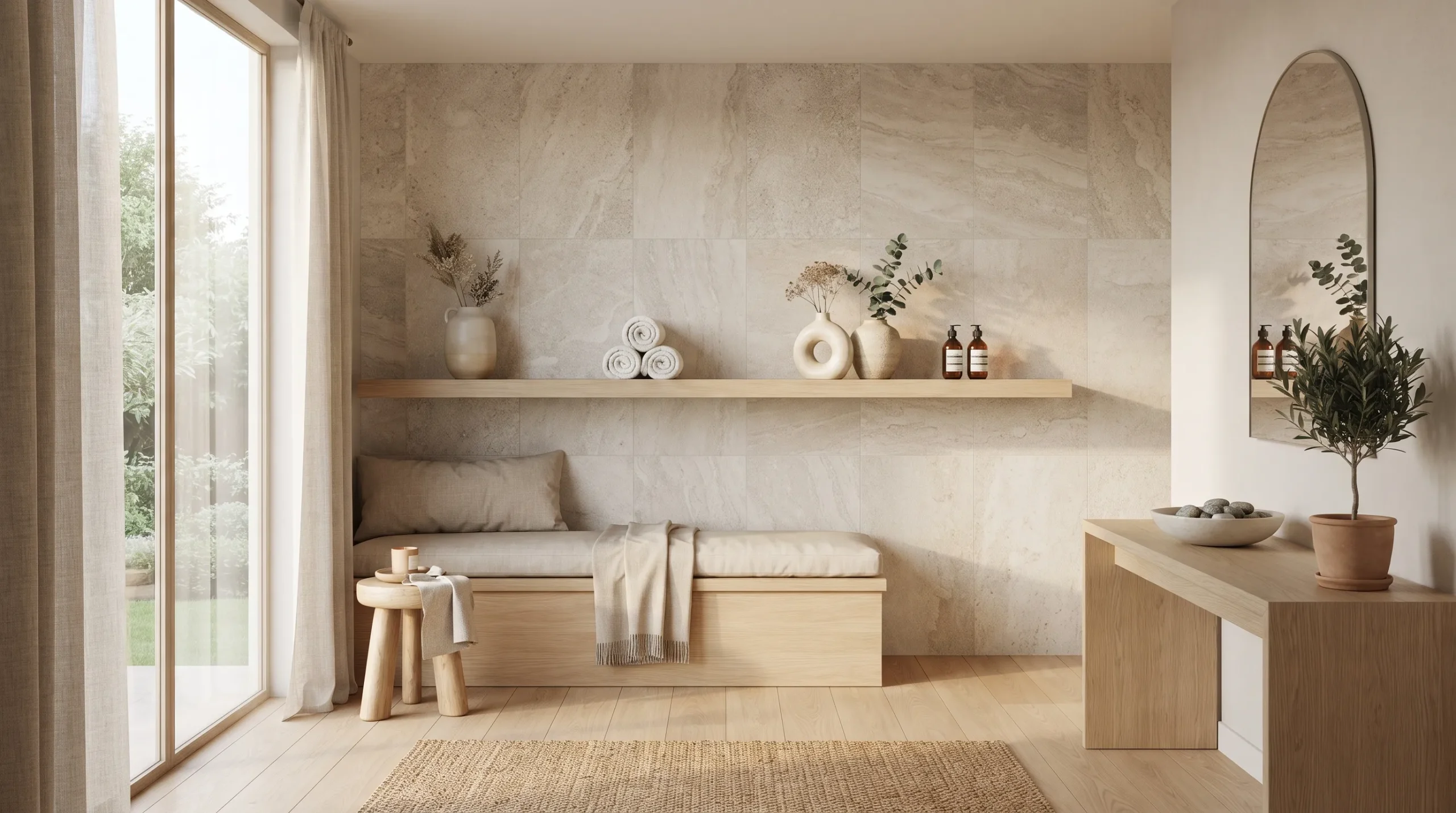 minimalist spa room decor Neutral Stone Palette