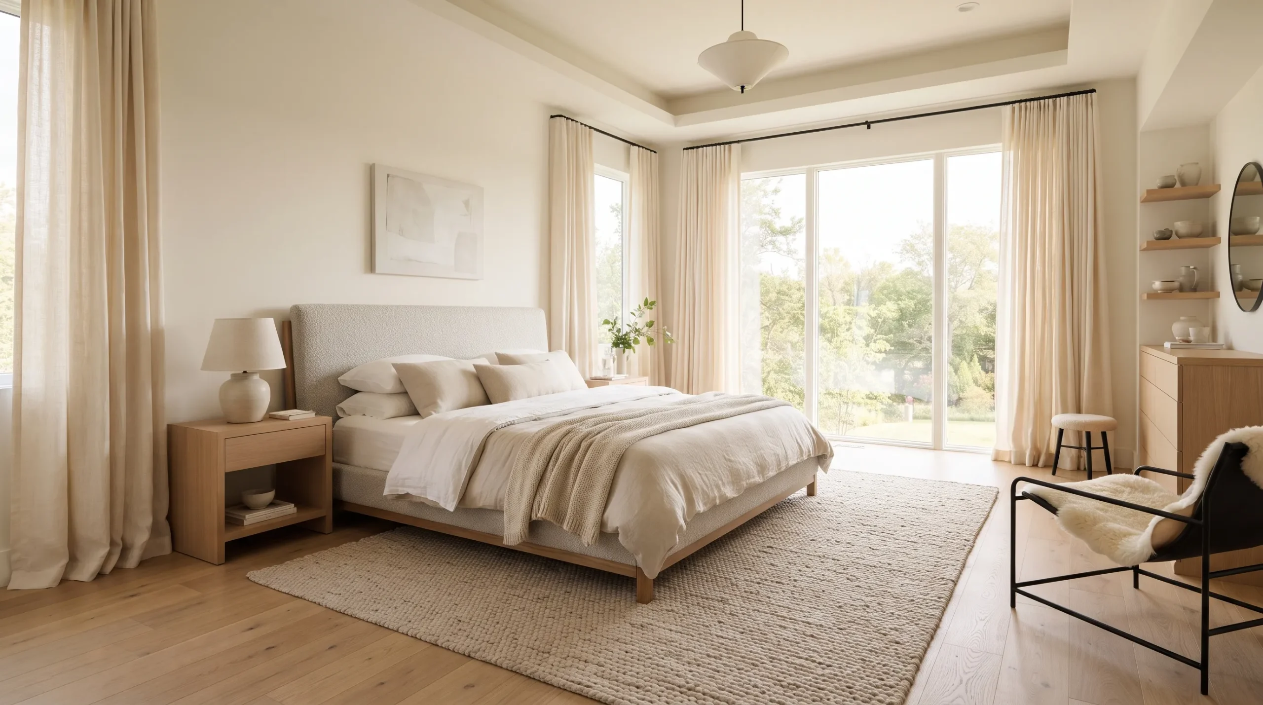 modern bedroom decor ideas Floor-To-Ceiling Drapes