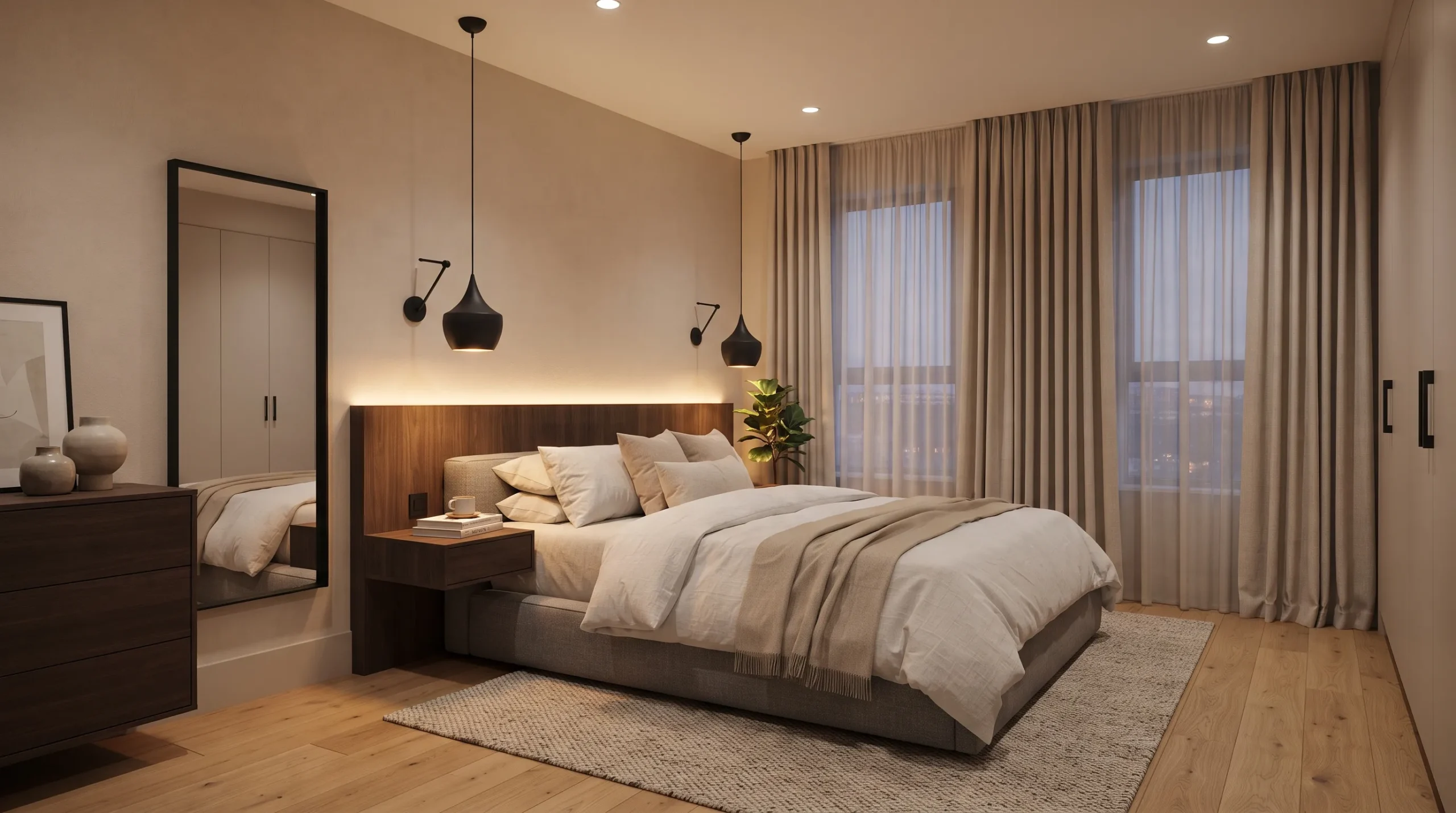 modern bedroom decor ideas Layered Lighting