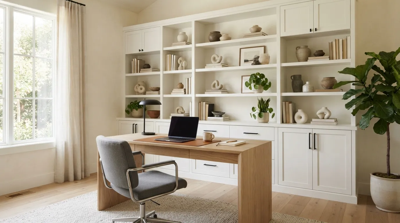 modern home office ideas Floor-to-Ceiling Shelving