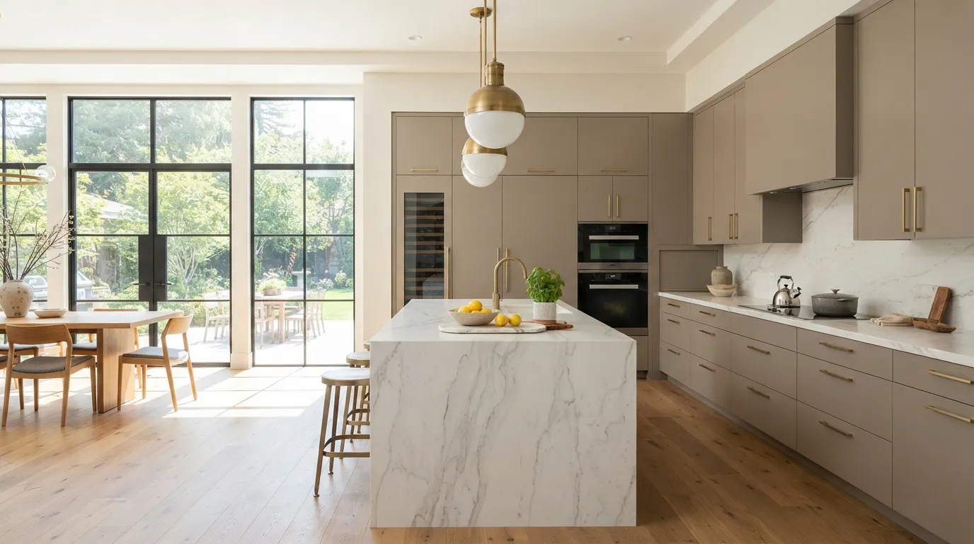 Modern Kitchen Ideas Waterfall Marble Island