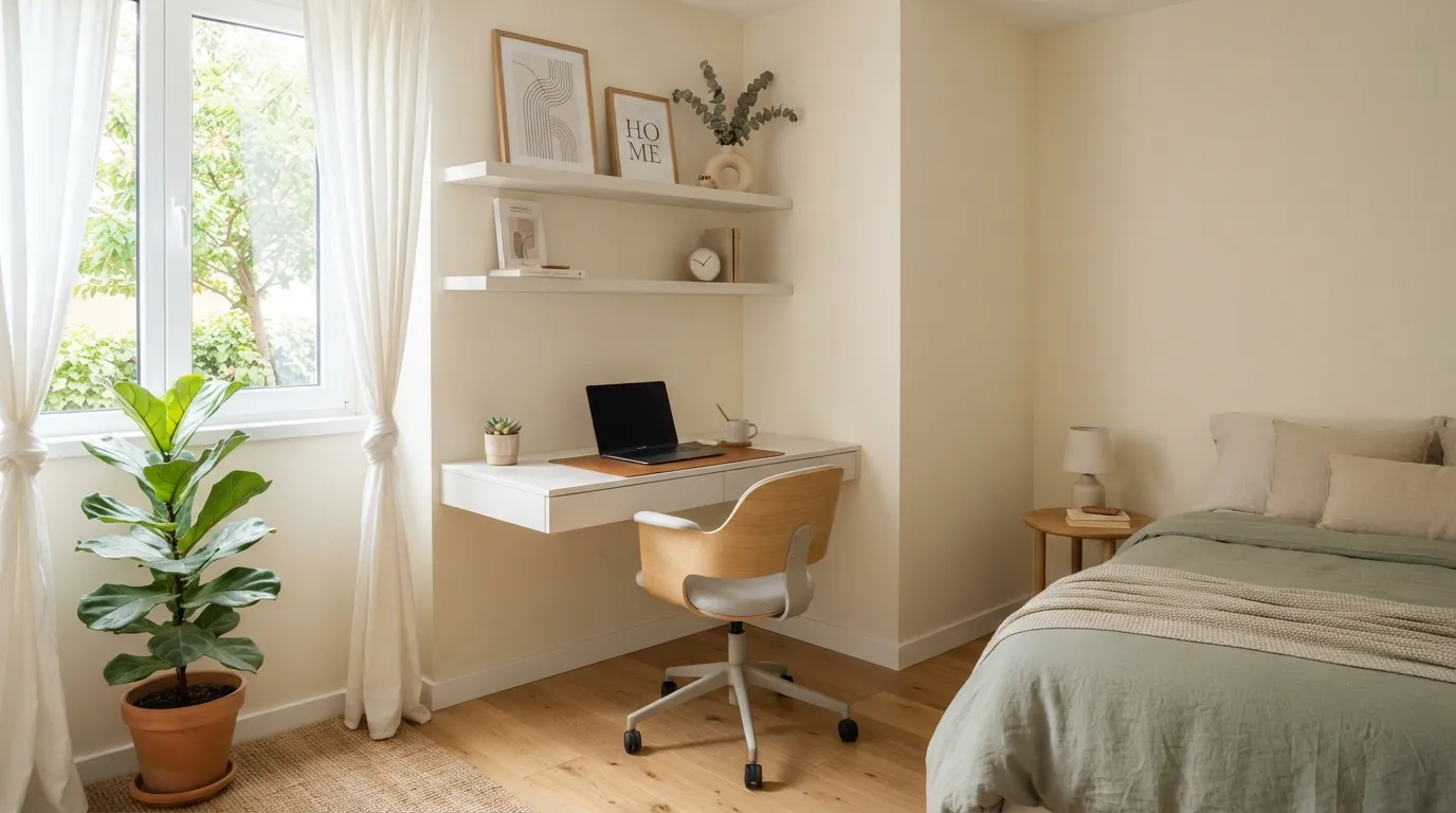 small bedroom idea Floating Corner Desk