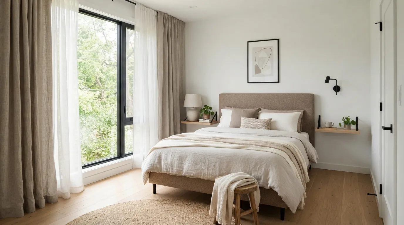 small bedroom idea Floor-to-Ceiling Curtains