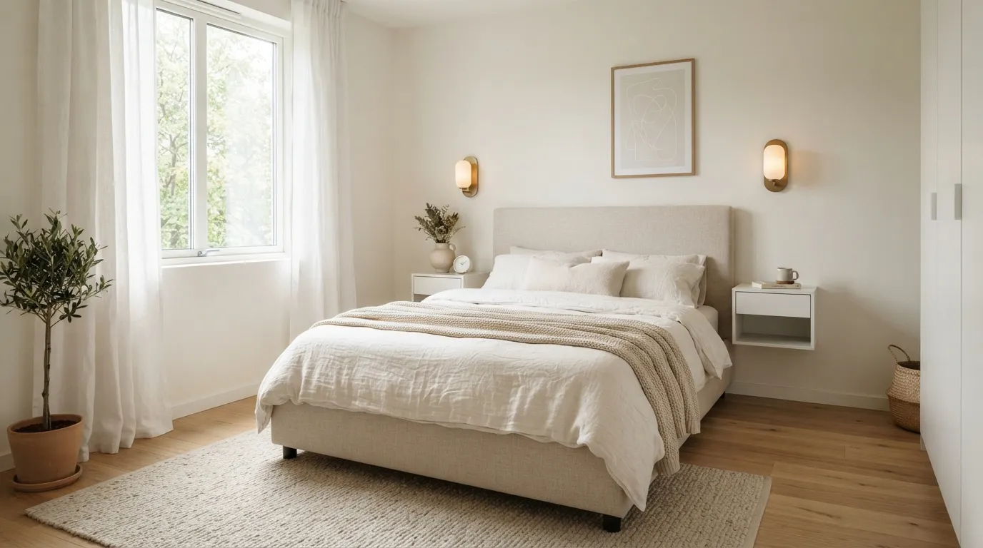small bedroom idea Slim Floating Nightstands