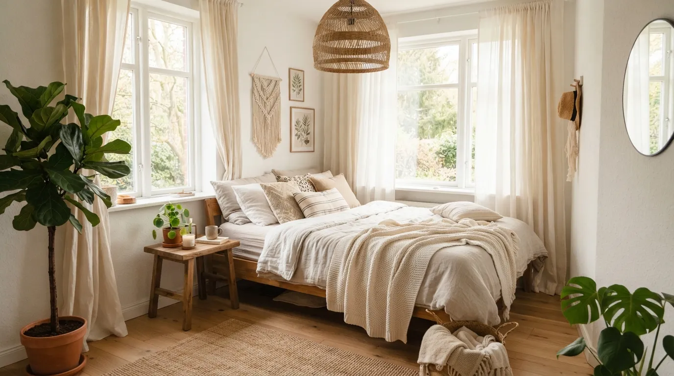 small boho bedroom makeover Soft Linen Curtains