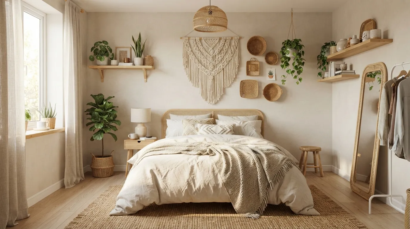 small boho bedroom makeover Woven Wall Decor