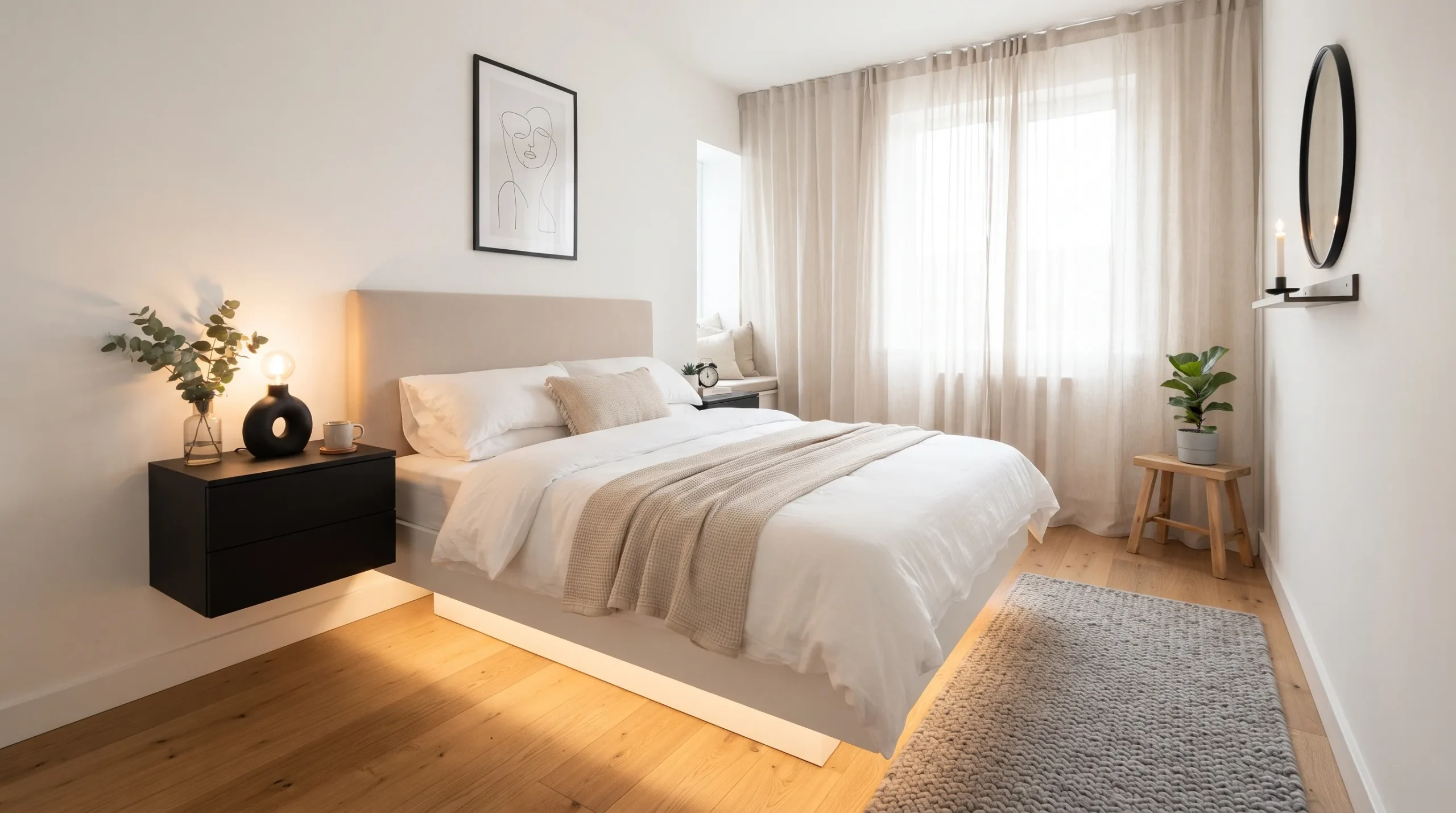 small modern bedroom ideas Floating Platform Bed