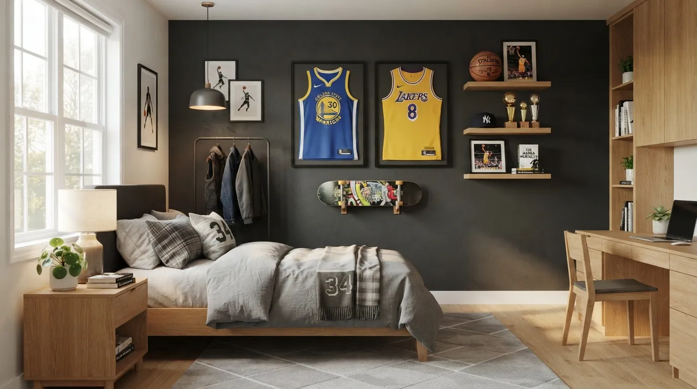 teen-boy-bedroom-ideas-sports-display-wall