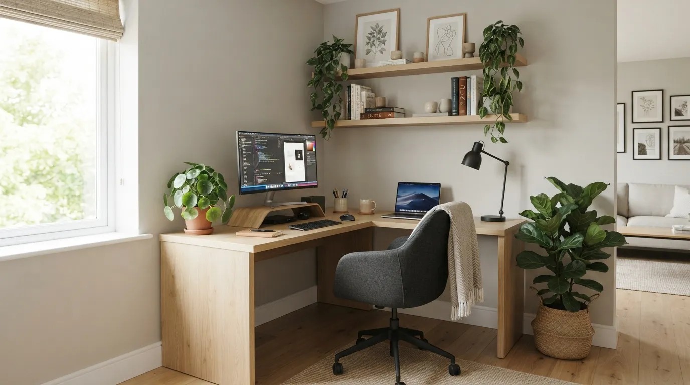 tiny home office ideas Corner Desk Layout