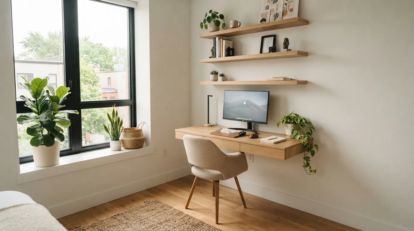 tiny home office ideas Floating Desk Corner