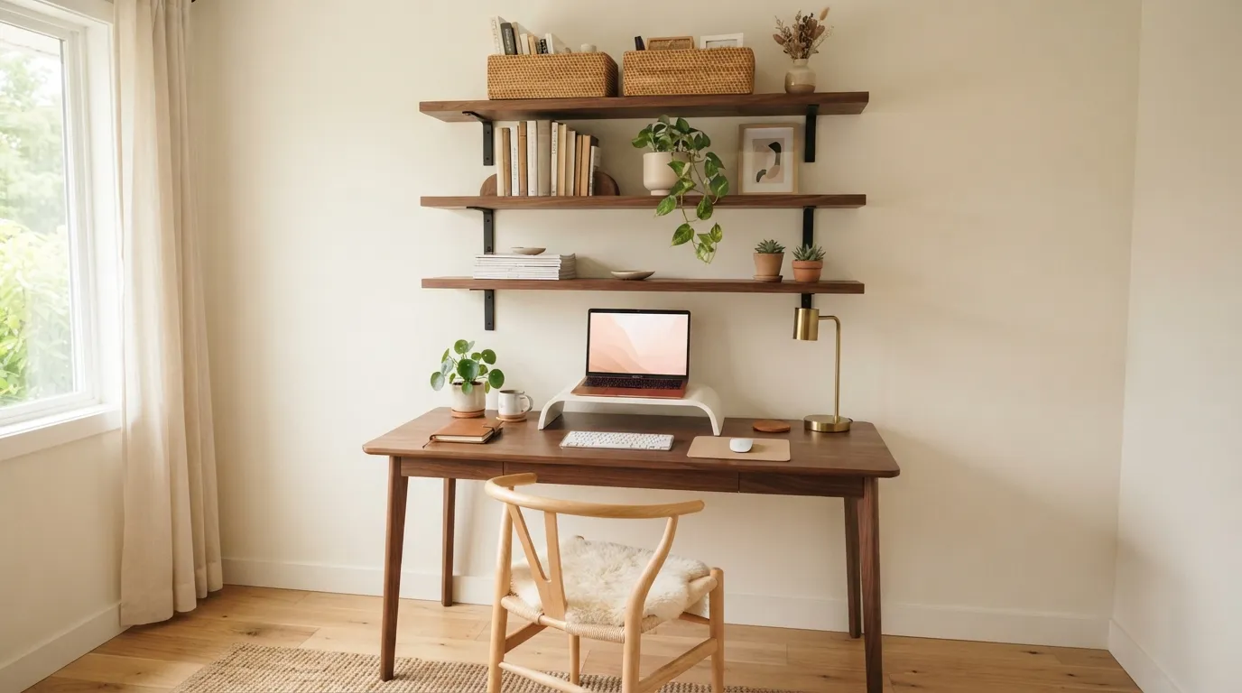 tiny home office ideas Wall-Mounted Shelving