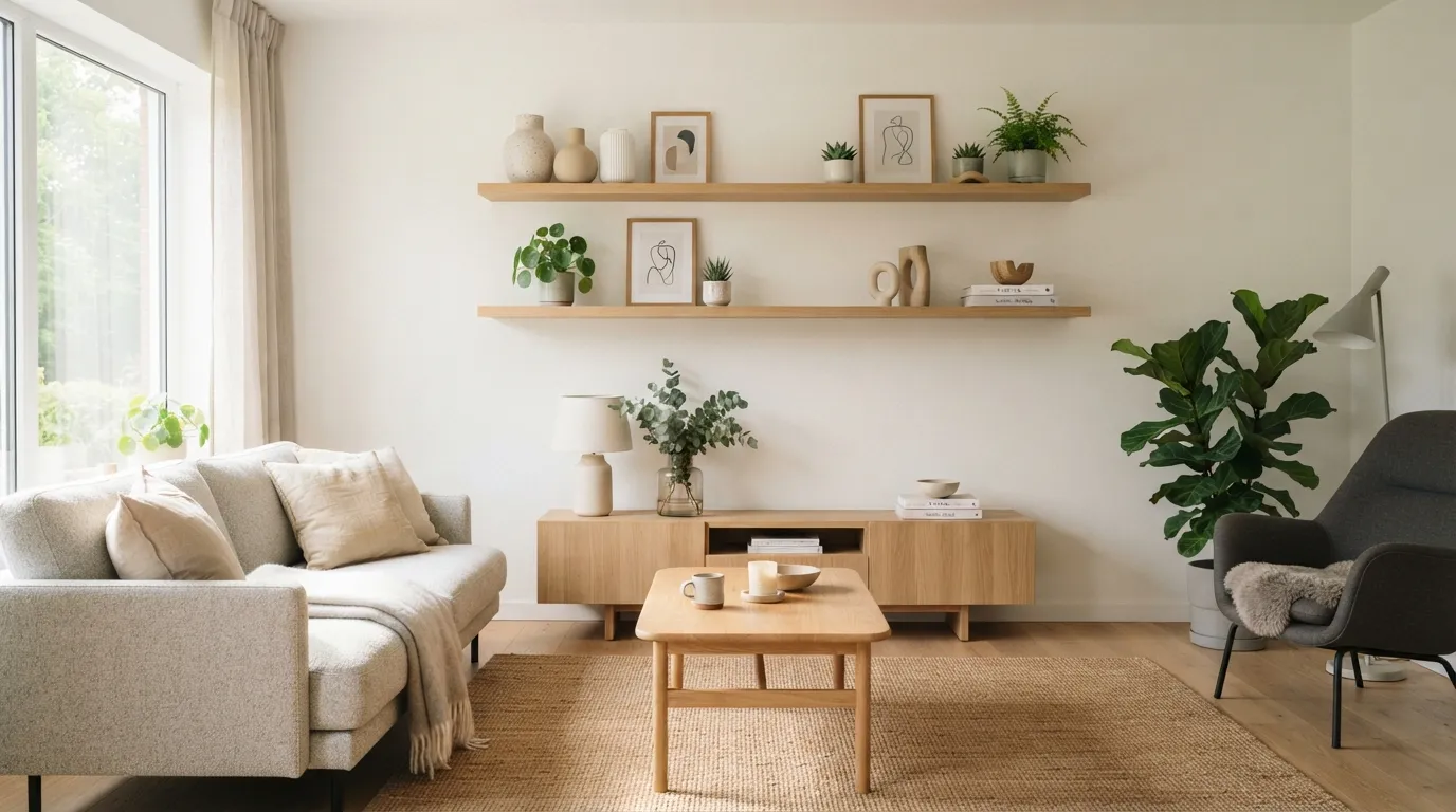wall decor ideas for living room Floating Display Shelves