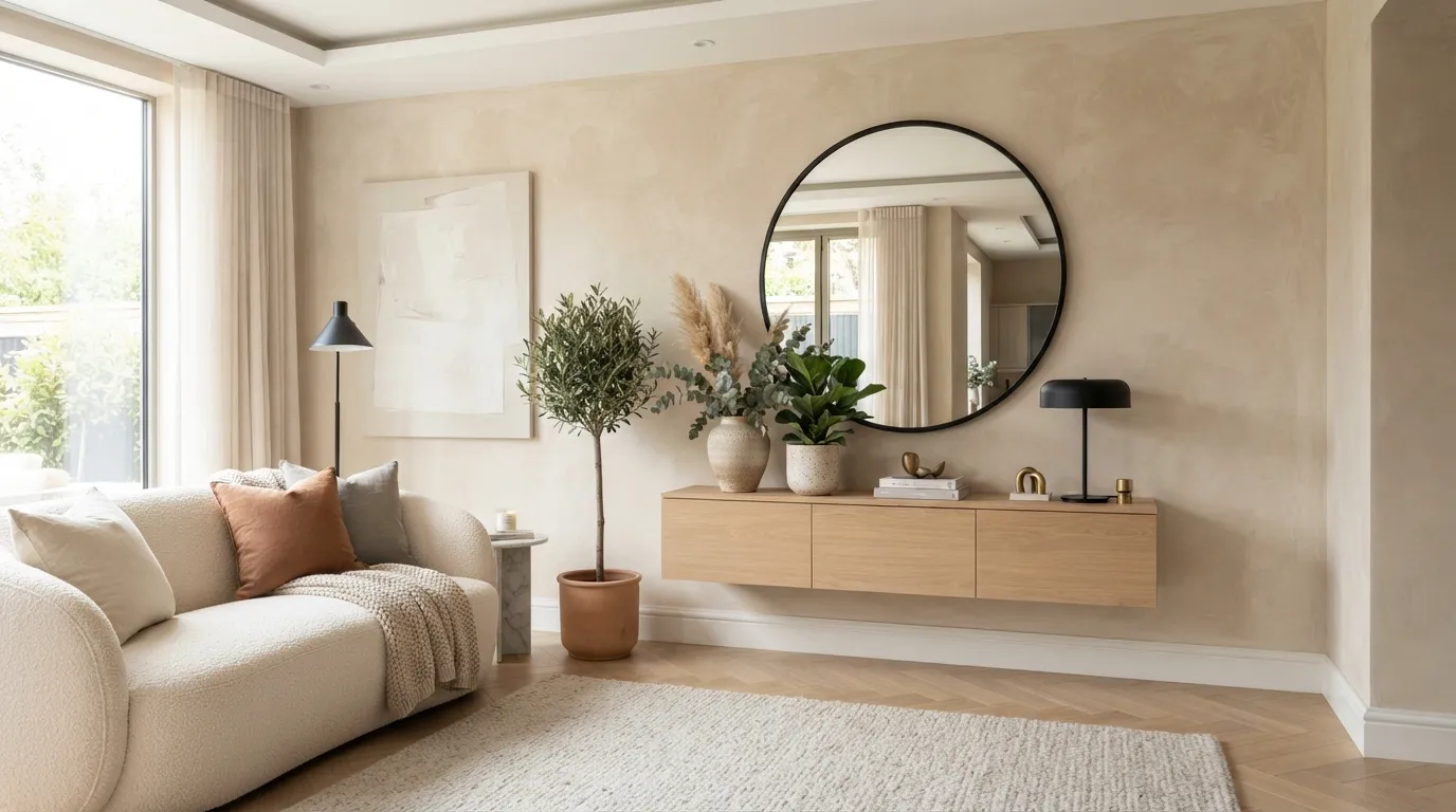 wall decor ideas for living room Round Statement Mirror