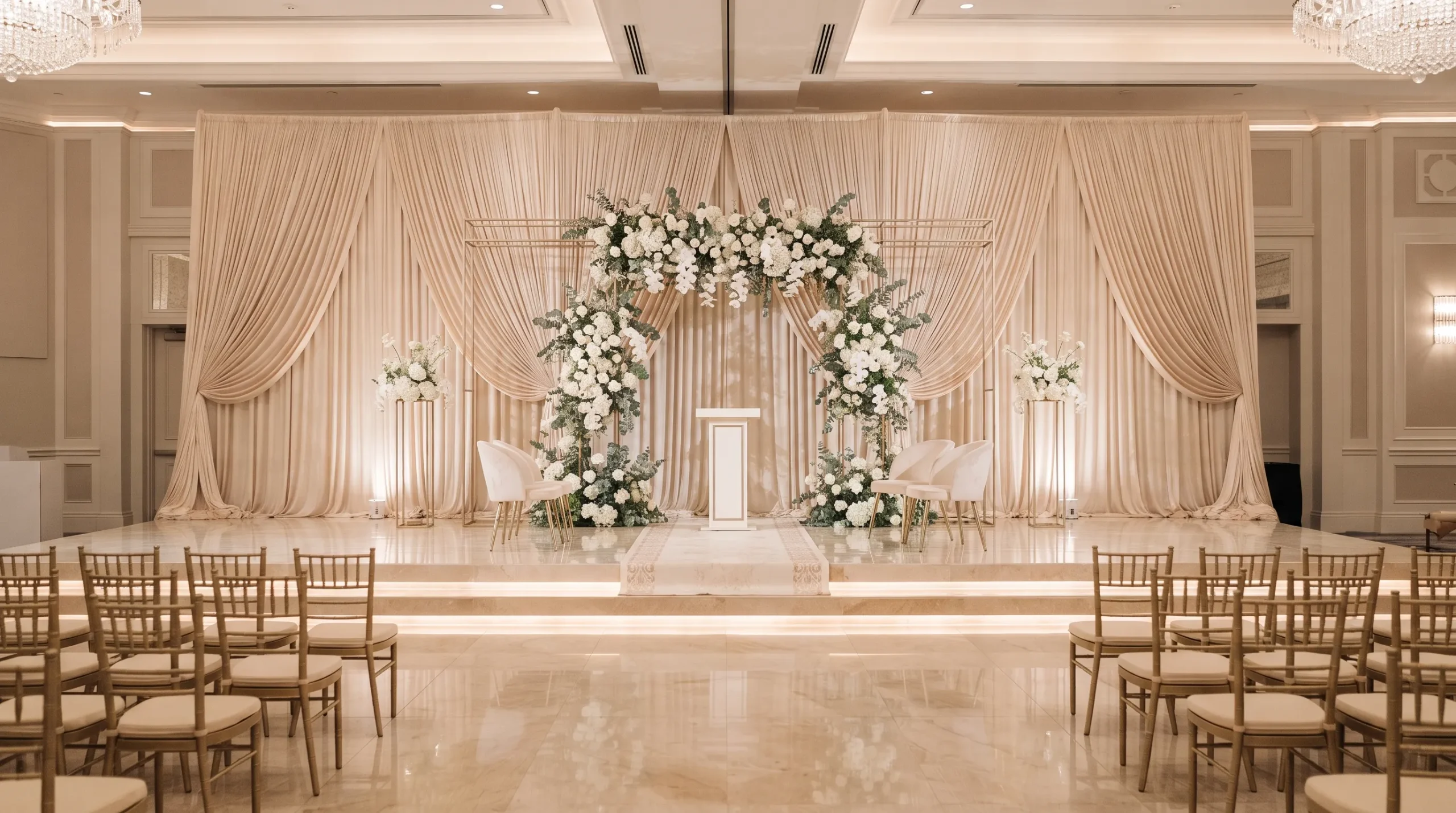 wedding decoration classy look Champagne Drapery Backdrop
