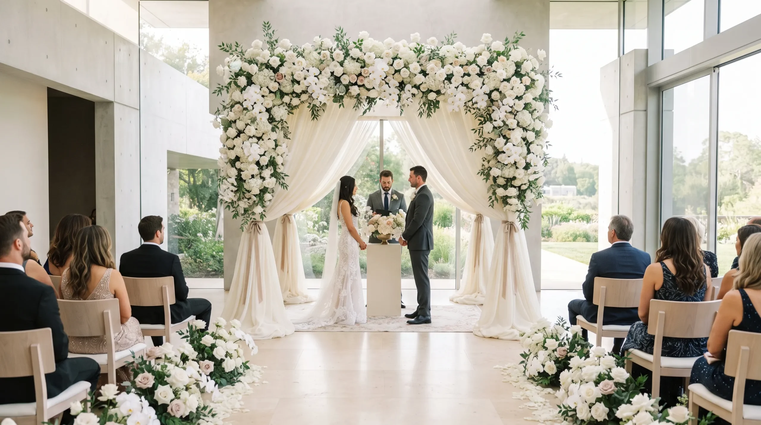 wedding decoration classy look White Floral Arch