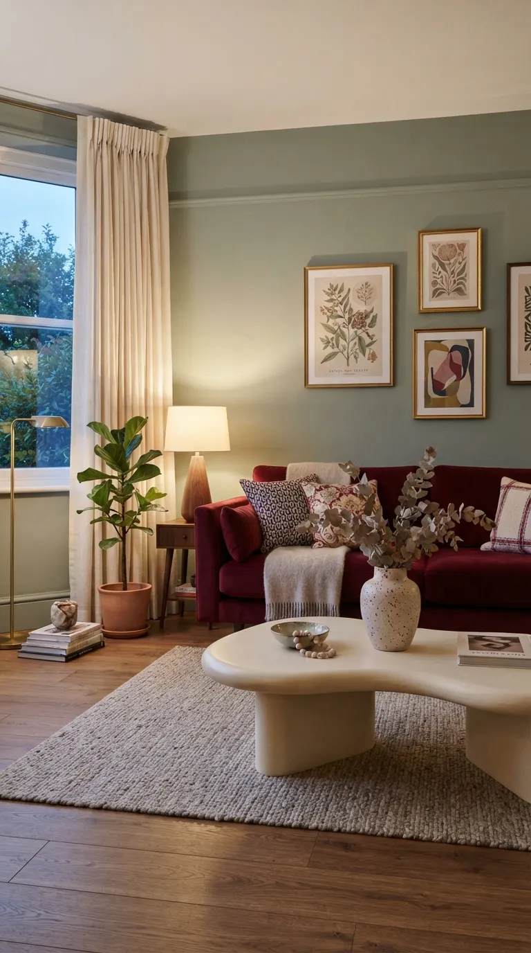 aesthetic home color palette ideas Crimson & Sage Green