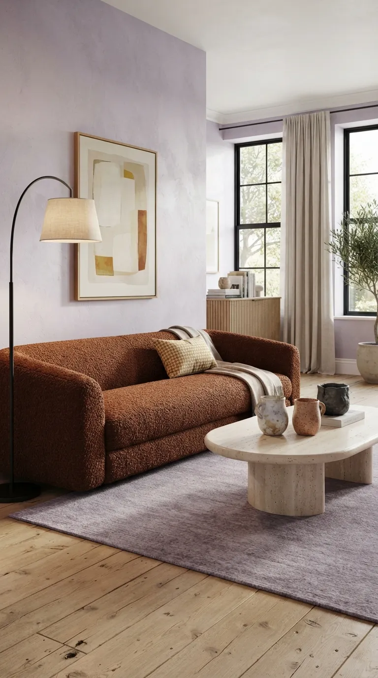 aesthetic home color palette ideas Lavender & Burnt Sienna